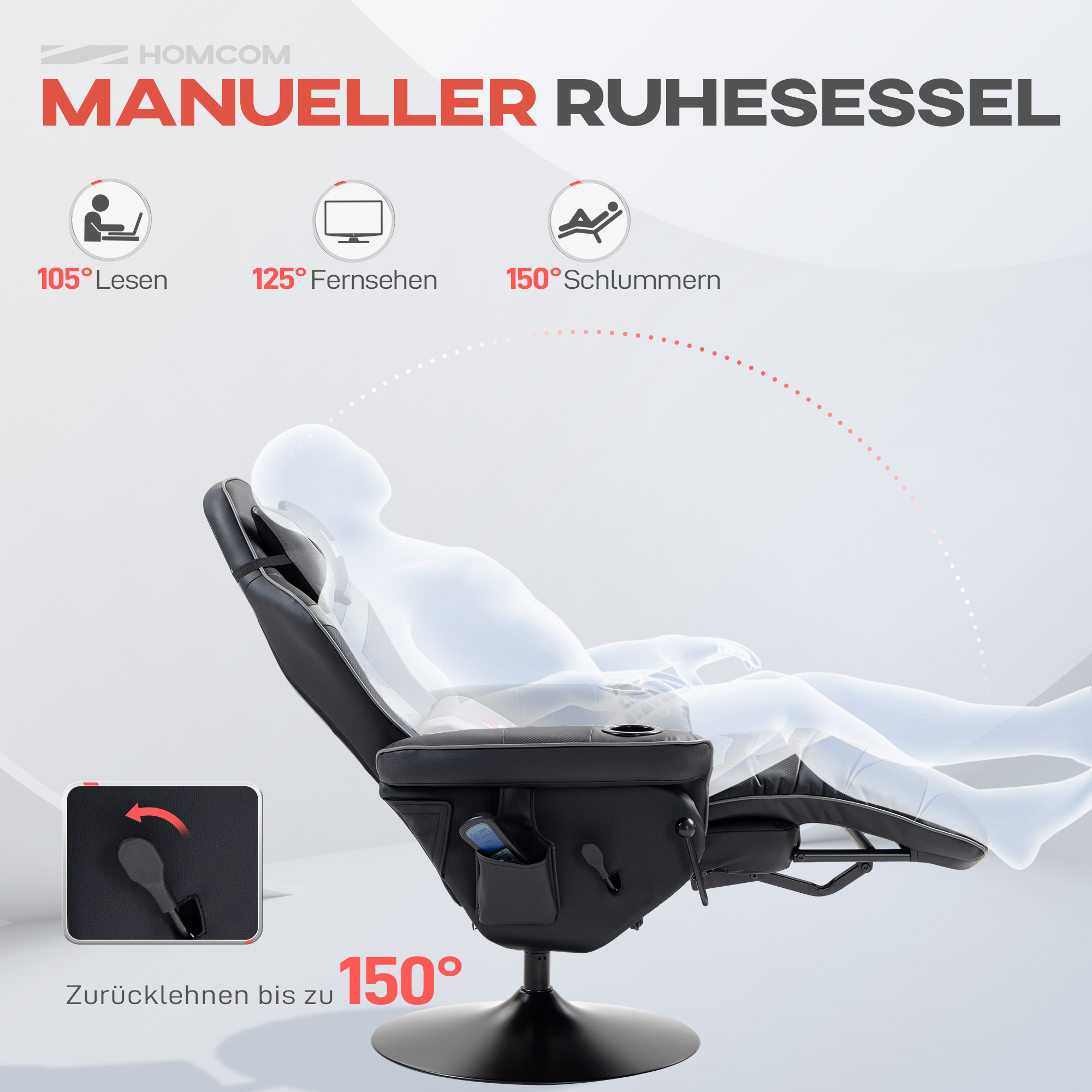 Gamingsessel, Massagefunktion, neigbare Lehne, Fußstütze, bis 120 kg, Stahlrahmen, Kunstleder, Grau