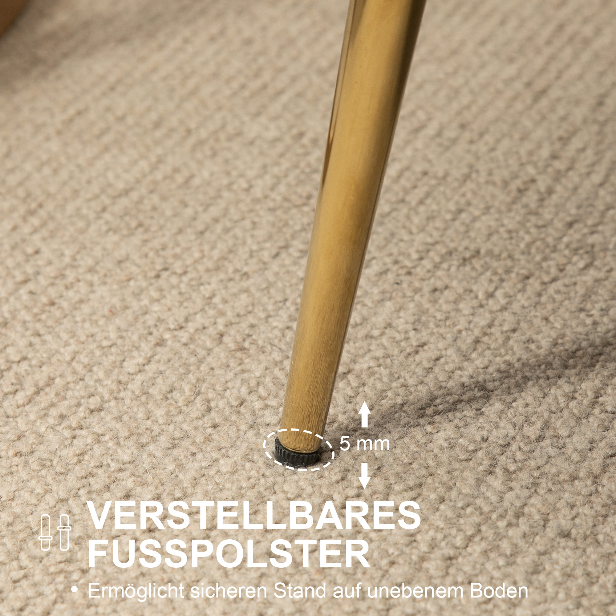 Vintage 2-Sitzer Sofa, Couch, Polstermöbel, Samtoptik, bis 150 kg, Creme/Gold