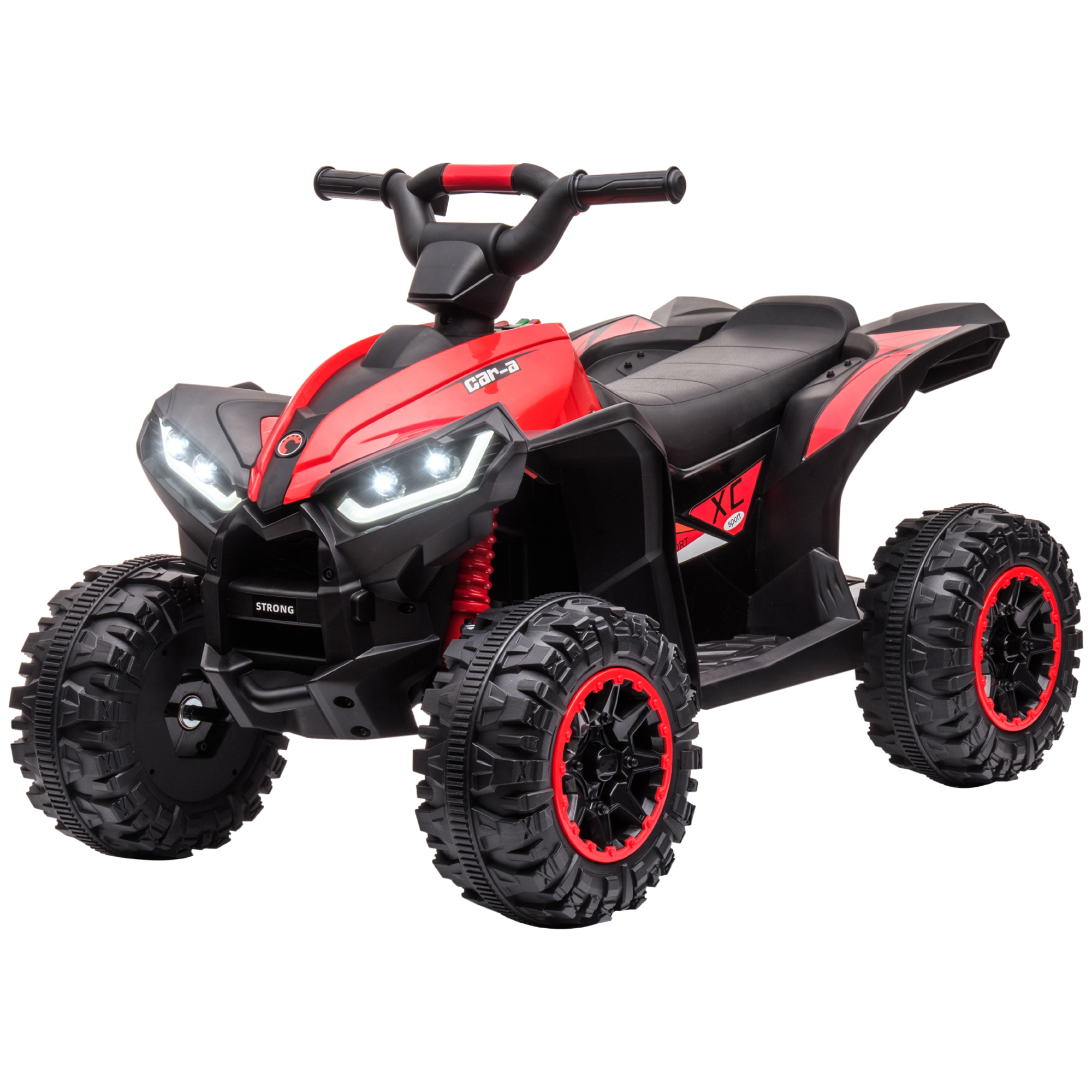 Elektro-Kinderquad, LED-Scheinwerfer, MP3-Player, Stoßdämpfer, ergonomischer Sitz, Rot+Schwarz