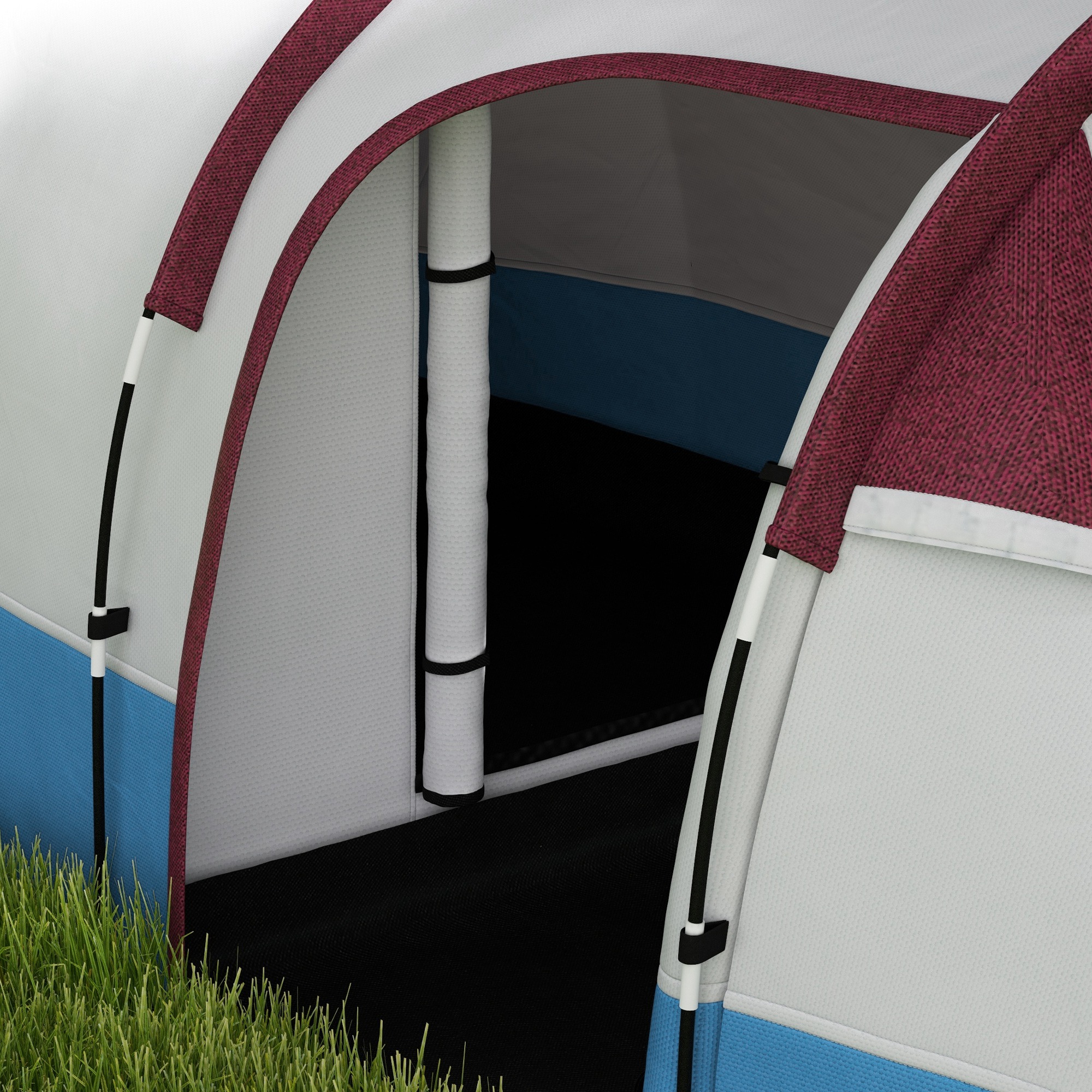 Campingzelt, für 3 Personen, Laternenhaken, drei Eingänge, wasserdicht, Rot