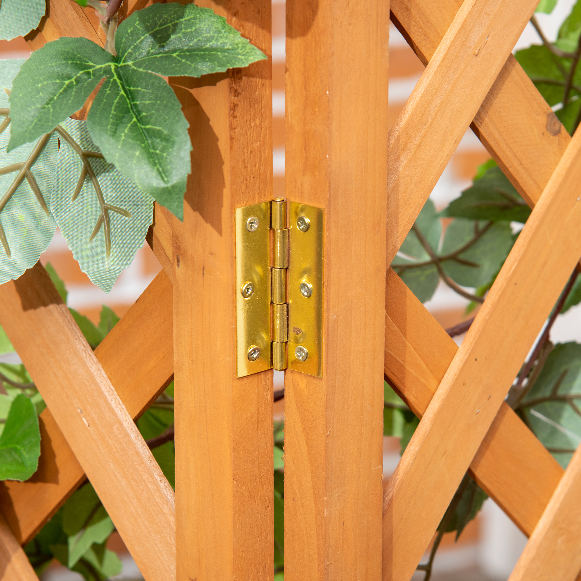 Pflanzkasten mit Eckspalier, Drainageöffnung, wetterfest, Naturholz, braun, 32 x 32 x 108 cm