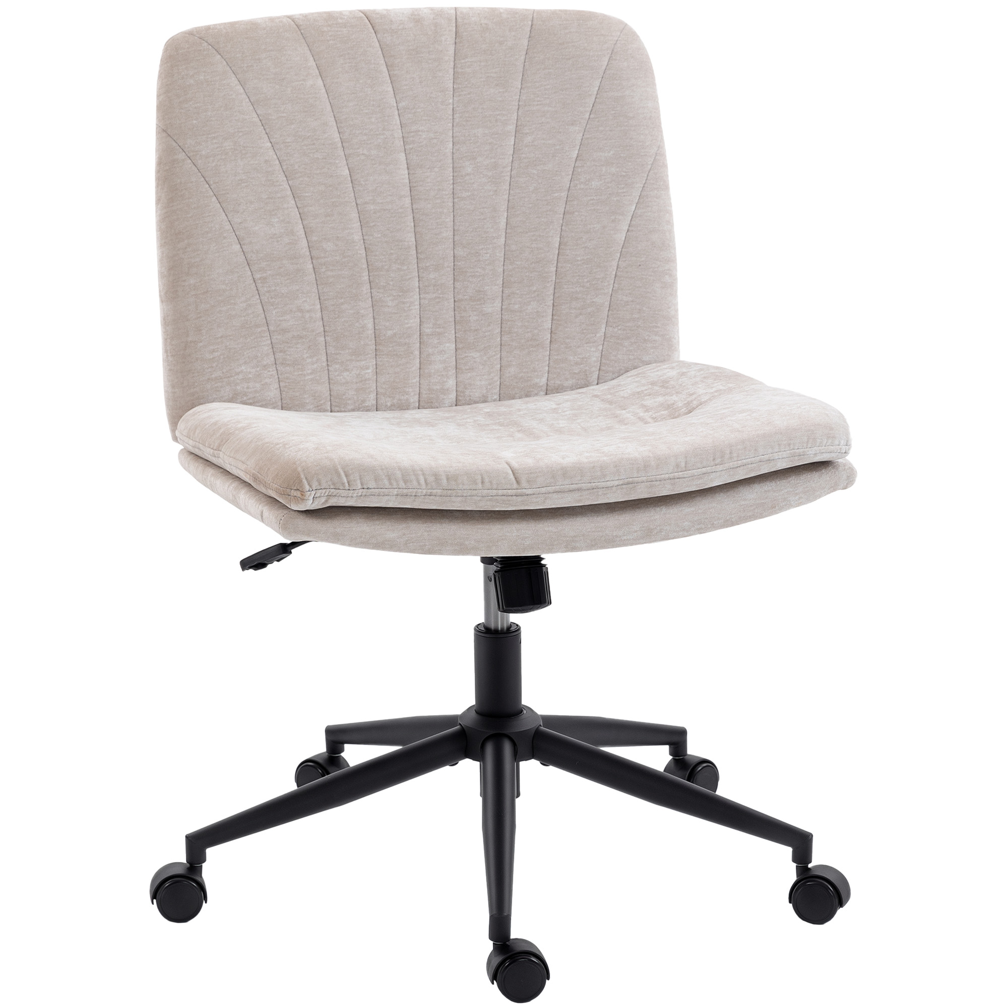 Homeoffice Stuhl Schreibtischstuhl mit Leinenoptik Höhenverstellbar Schneidersitz Drehstuhl mit Wippfunktion, Beige