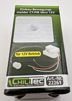 Einbau-Bewegungsmelder "CT-PIR Mini 12V" / 12V DC, 1-60W, LED geeignet, weiß