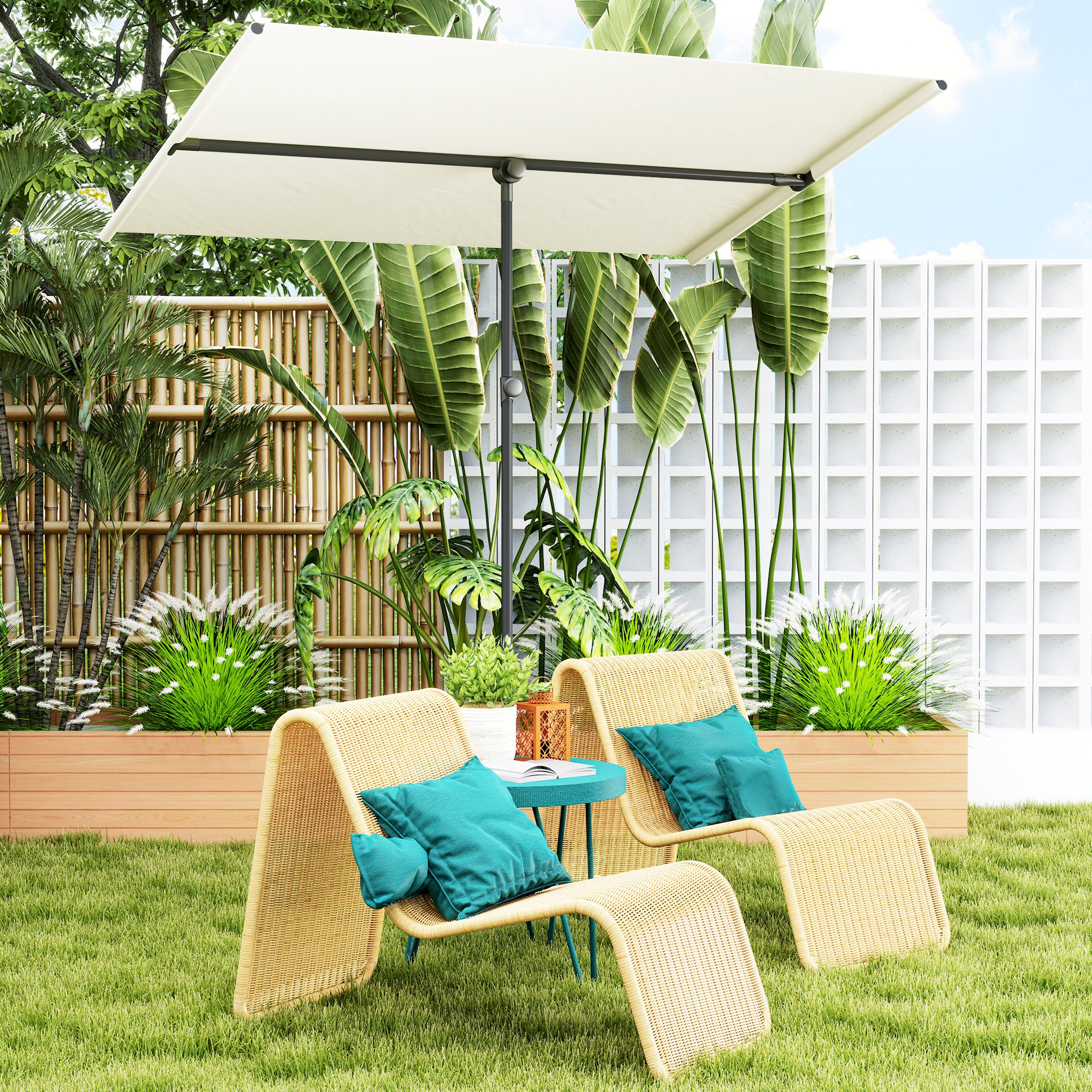 Sonnenschirm 180 Grad drehbar Höhenverstellbar Gartenschirm mit Aluminium-Mast 150x205cm Beige