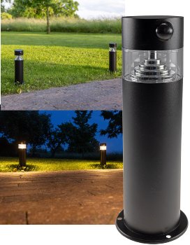 LED Solar Wegeleuchte "SWL-AS30" / IP44, warmweiß 3000K, PIR Sensor, 30cm