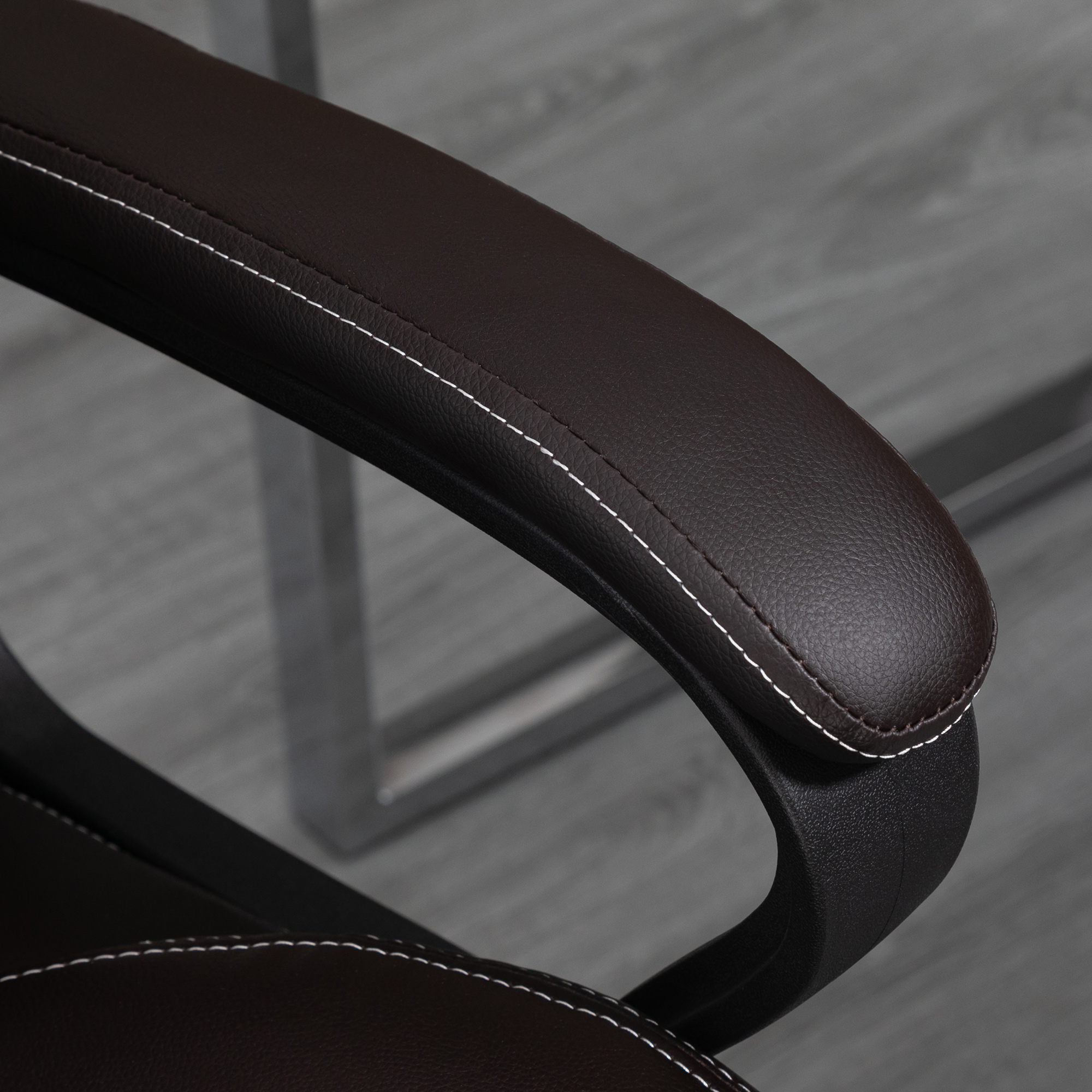 Bürostuhl mit Massagefunktion, höhenverstellbarer Chefsessel, ergonomischer Drehstuhl, 6 Vibrationspunkte, Braun