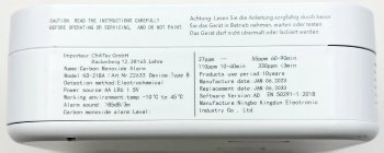 Kohlenmonoxid Melder "CT-KM 107", EN 50291 zertifiziert