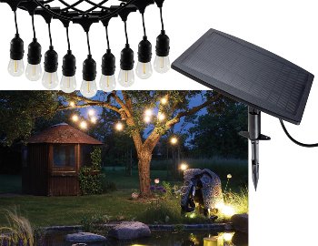 Biergarten-Lichterkette "CT-BGL 10Solar" / 2m + 4,5m, 10x Filament Led Lampe, IP44