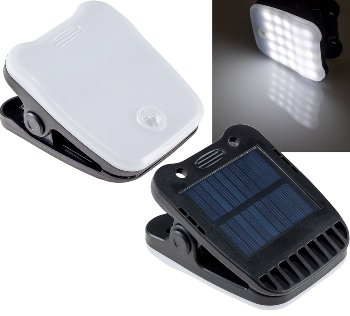 LED Solar Klemmleuchte "SWK 8020" / PIR Bewegungsmelder, 25 LEDs, IP44