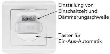 Unterputz PIR-Bewegungsmelder 160° Pro, LED geeignet, 2-Draht Technik, weiß