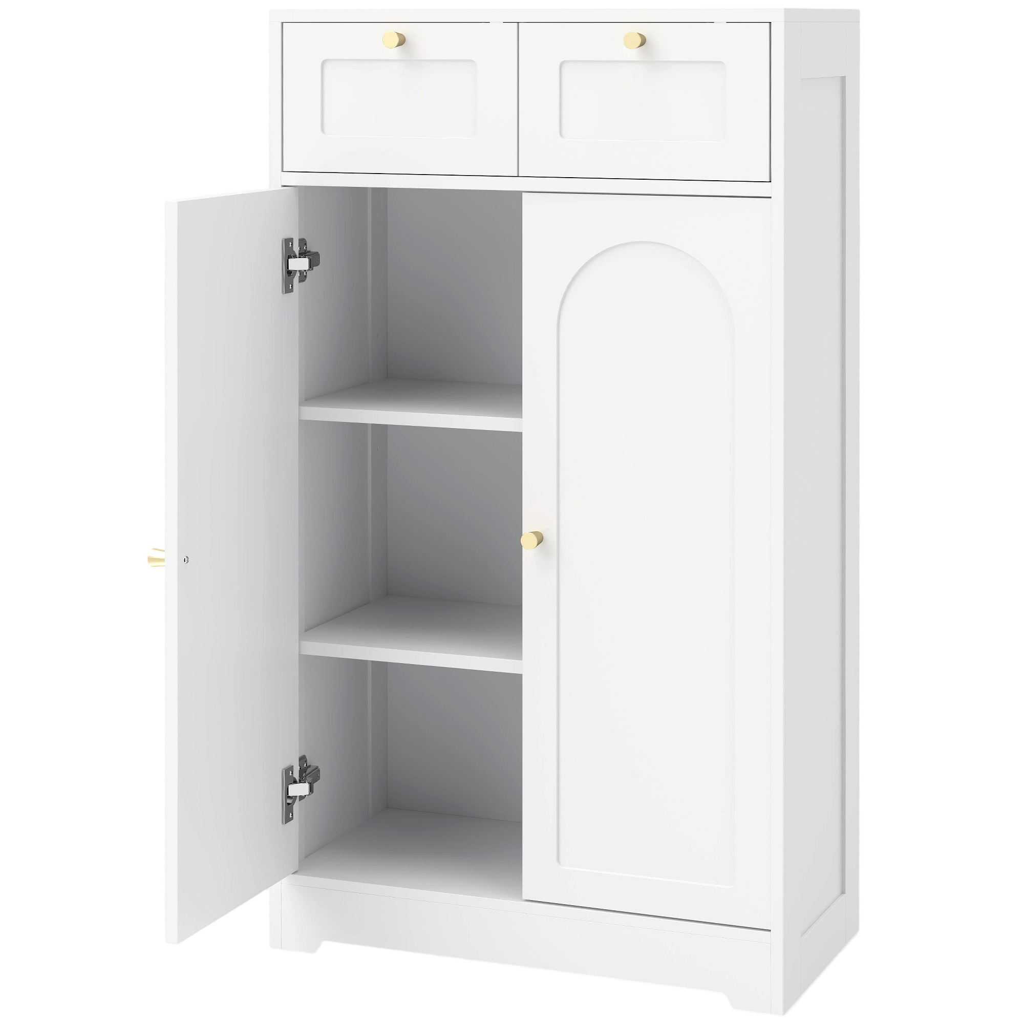 Badezimmerschrank Badschrank schmal mit 2 Schubladen, verstellbarem Einlegeboden 60 x 30 x 108 cm Weiß