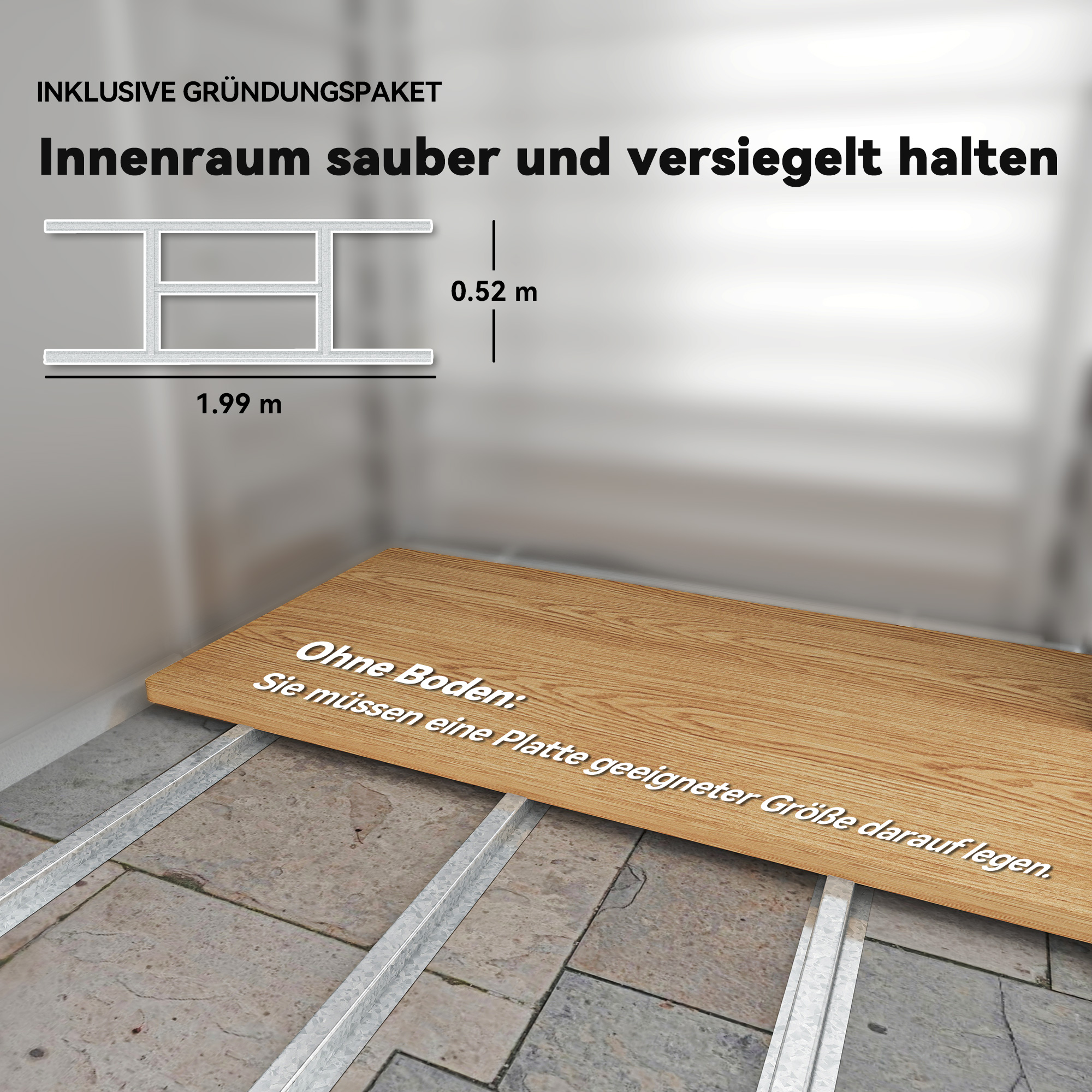 2,43 ? Gerätehaus, 213 x 131 x 192 cm Geräteschuppen mit Satteldach, Abschließbare Schiebetür, wetterfest, Grau