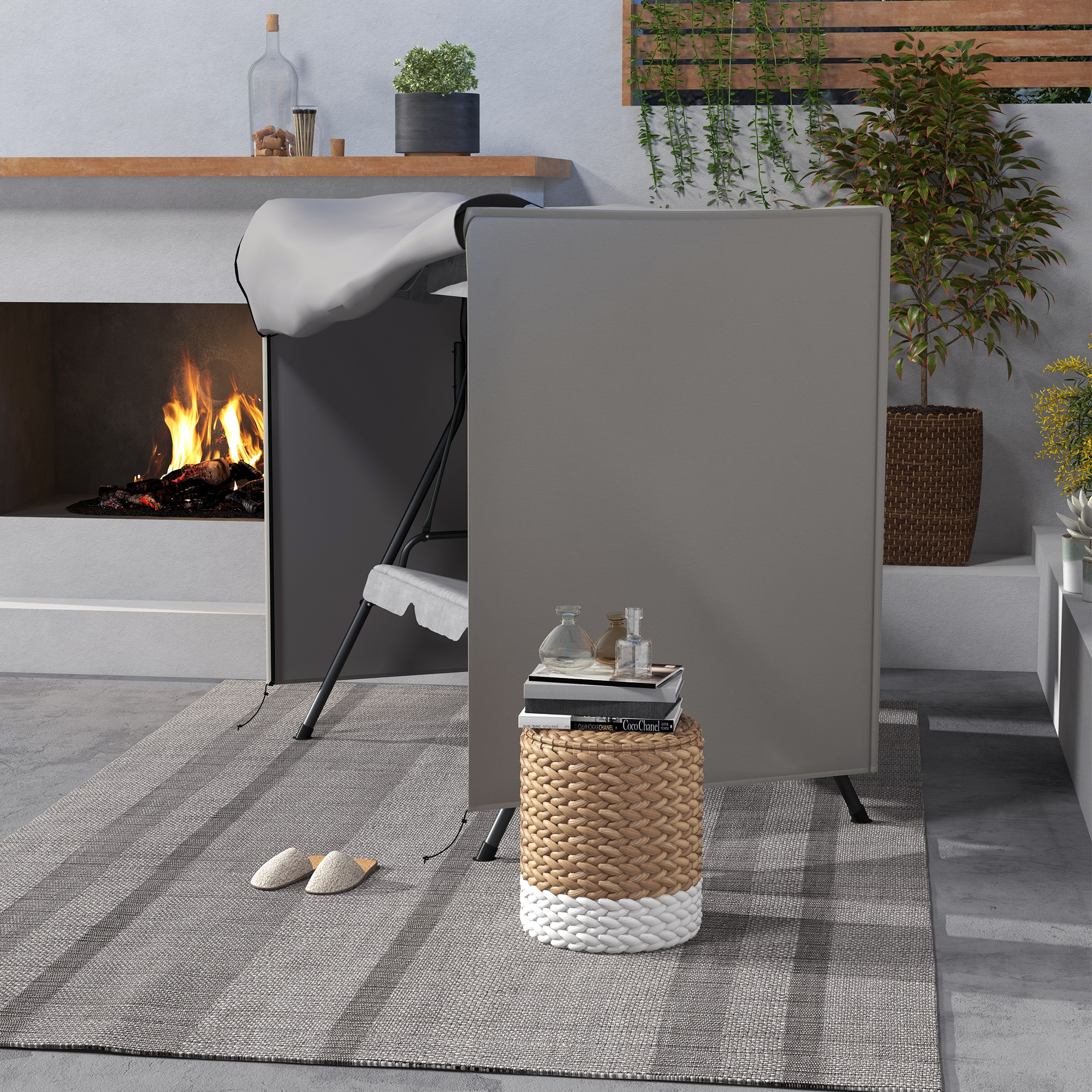 Schutzhülle für Hollywoodschaukel, reißfest, wasserdicht, staubdicht, Polyester, 177 x 114 x 152 cm, Grau