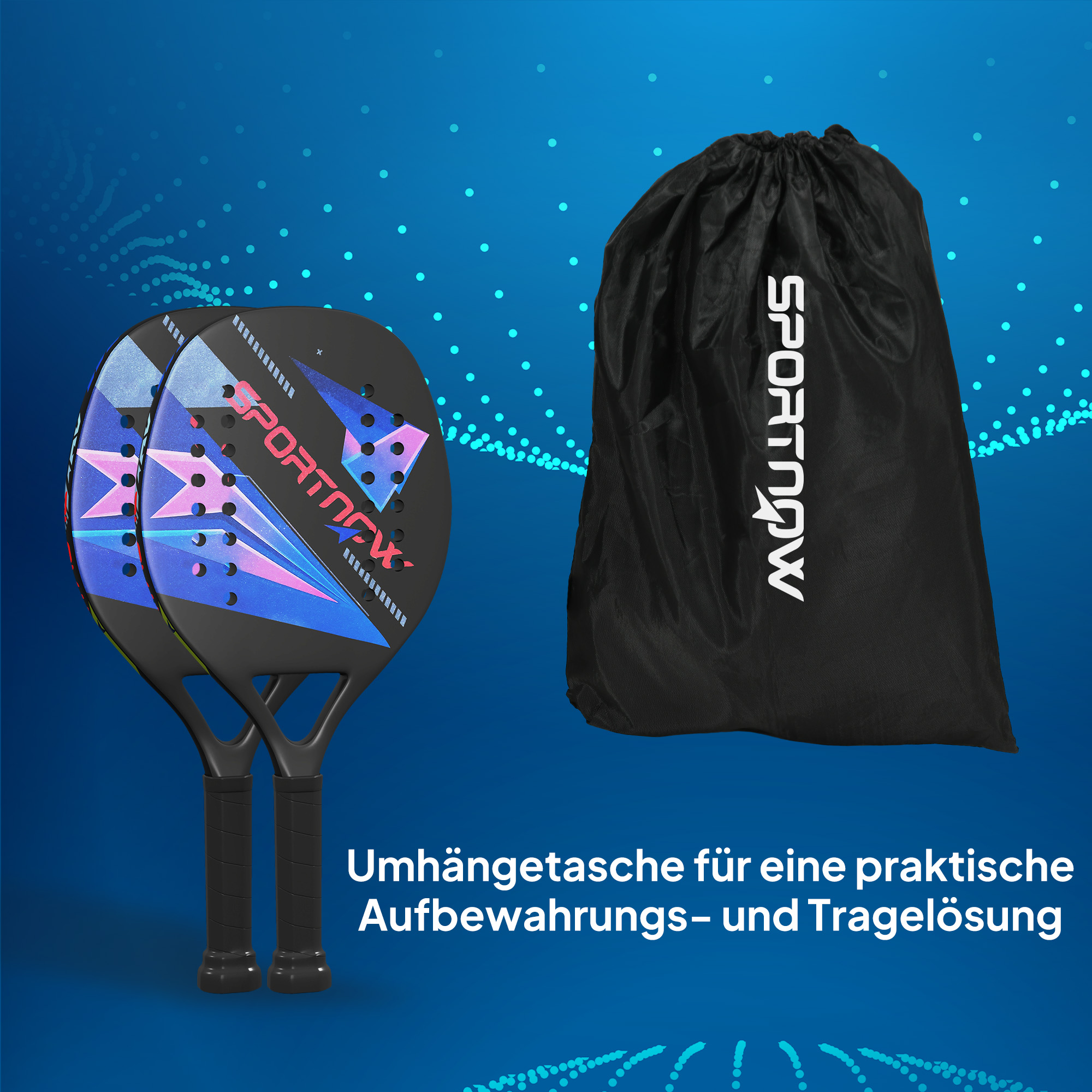 Pickleball Paddles Set Schläger Set mit 2 Schlägern, Kohlefaser Oberfläche rutschfest Griff Tasche für Indoor & Outdoor