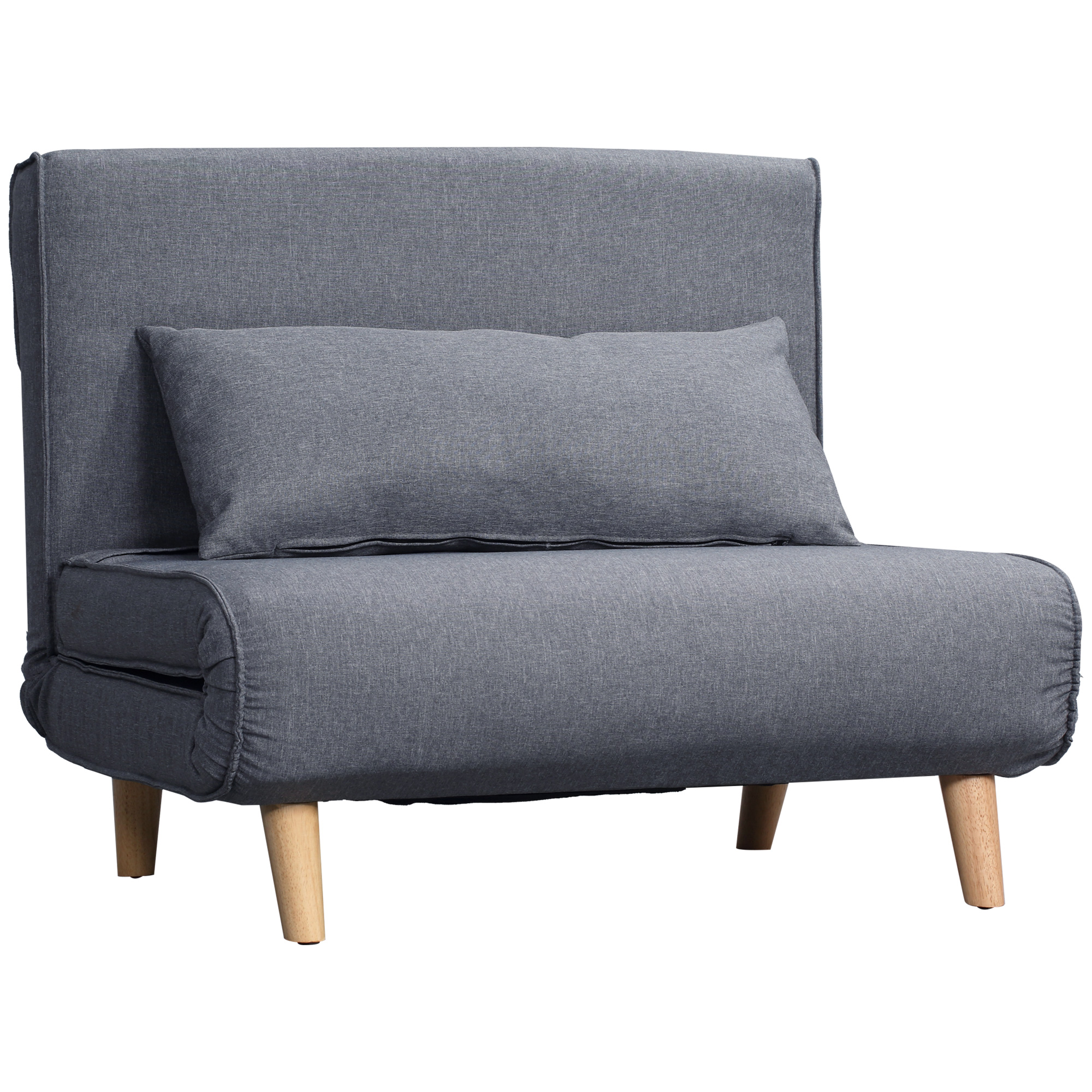 Einzelsofa Schlafsofa Sofabett Klappsofa verstellbar Rückenlehne Liege nordisch skandinavisch 25D Schaumstoff Haus Leinenimitat Kautschukholz Grau 94 x 78 x 80 cm