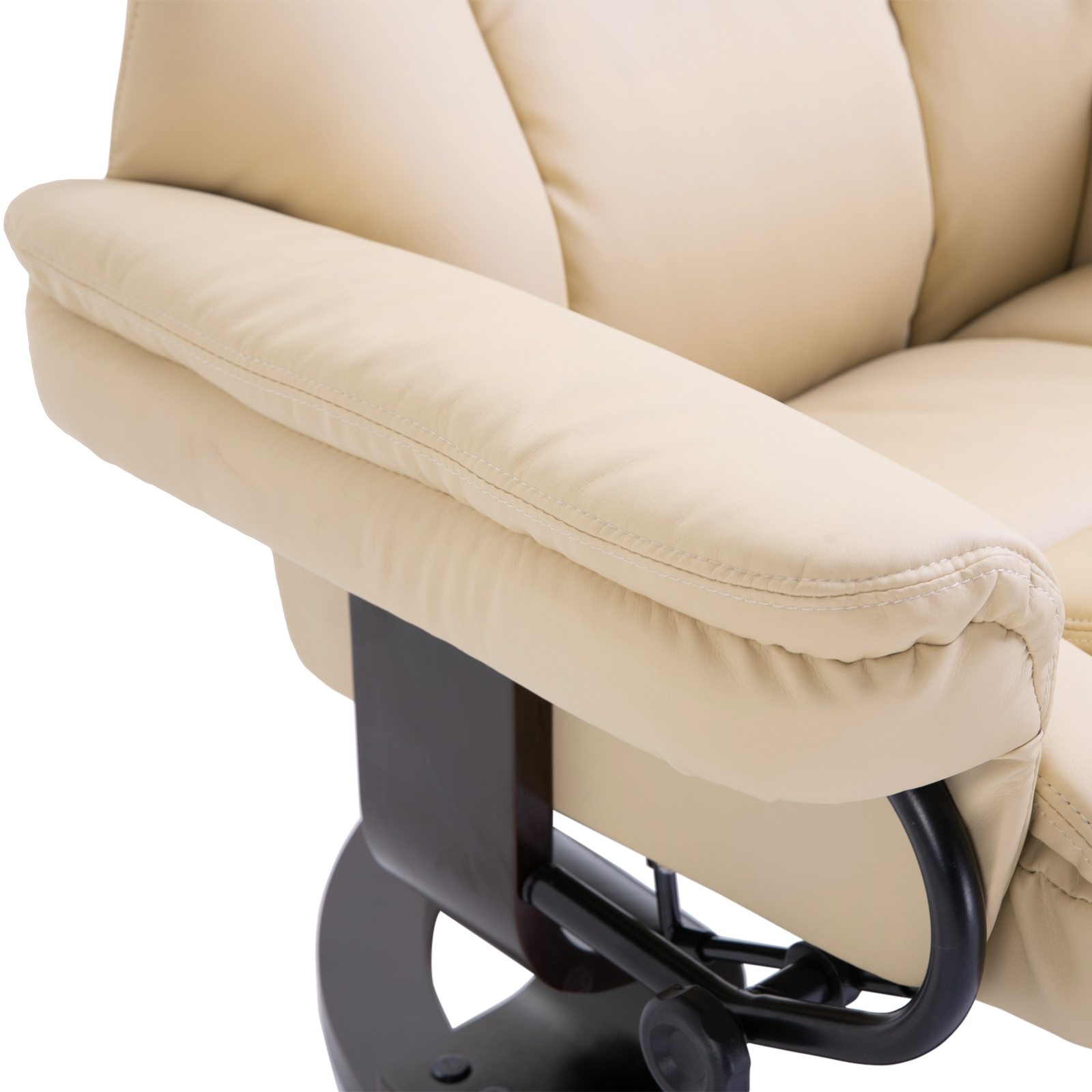 Relaxsessel mit Hocker, Liegefunktion, drehbar, bis 160 kg, Kunstleder, Metallrahmen, creme, 80 x 79 x 100 cm