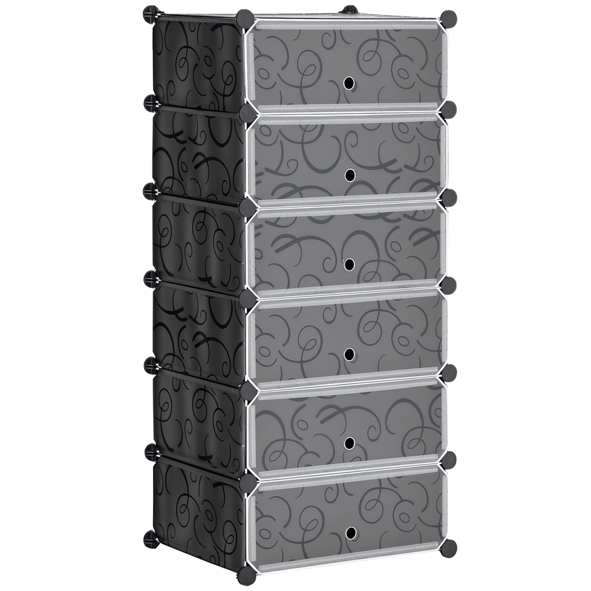 Modulares Regalsystem für 6 Paar Schuhe, 49 cm x 36,5 cm x 108 cm, Schwarz
