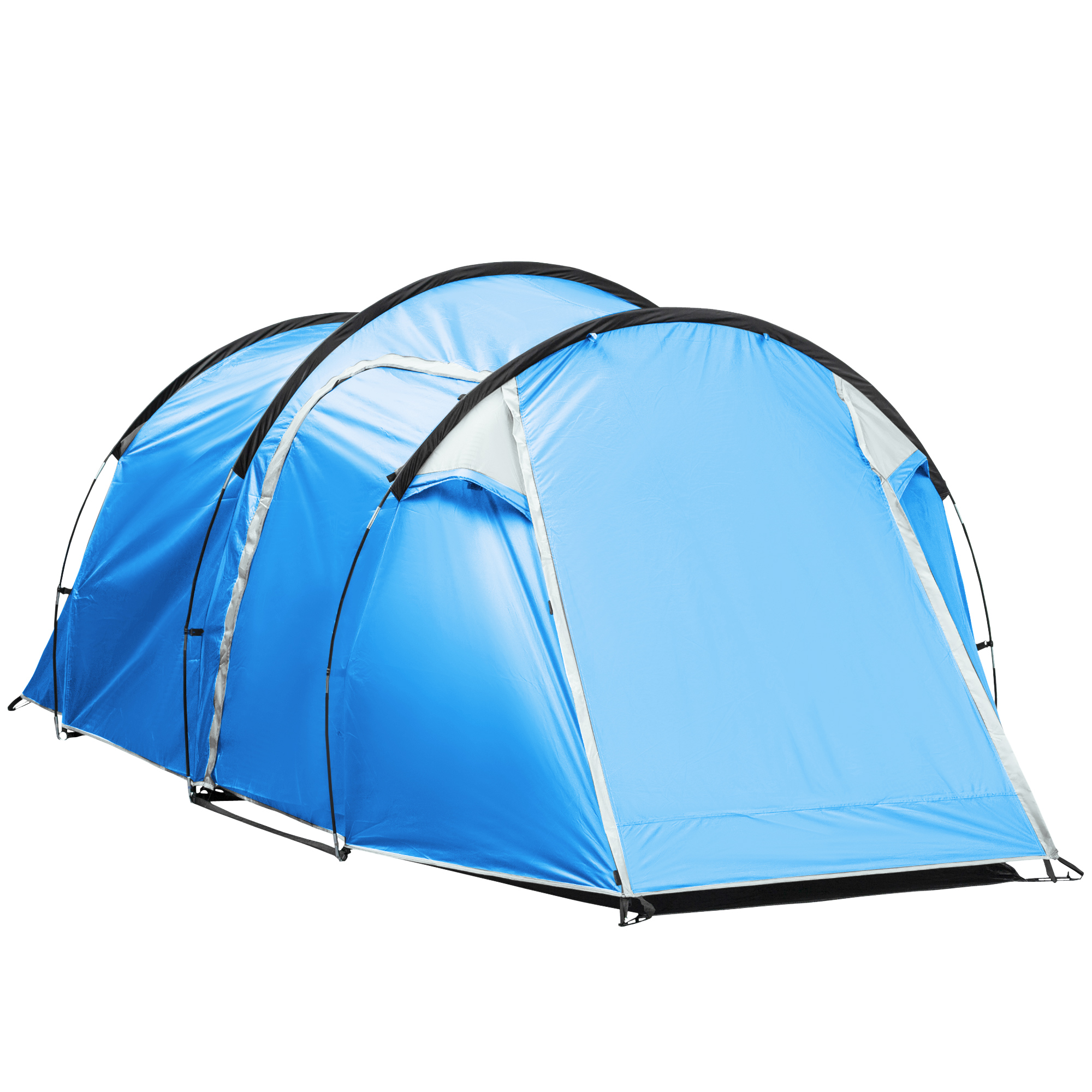 Campingzelt, Wurfzelt für 2-3 Personen, Vorraum & Schlafbereich, wasserdicht, 426 x 206 x 154 cm, Hellblau