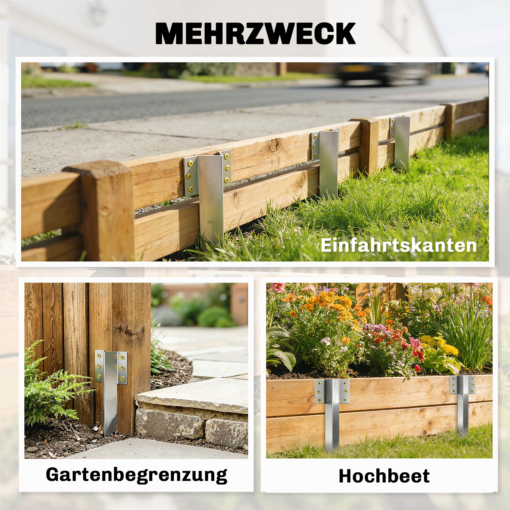 20er-Pack Bahnschwellen-Befestigungswinkel, 41 cm Schwerlast-Verzinkte Stahlpfähle mit Schrauben und Handschuhen