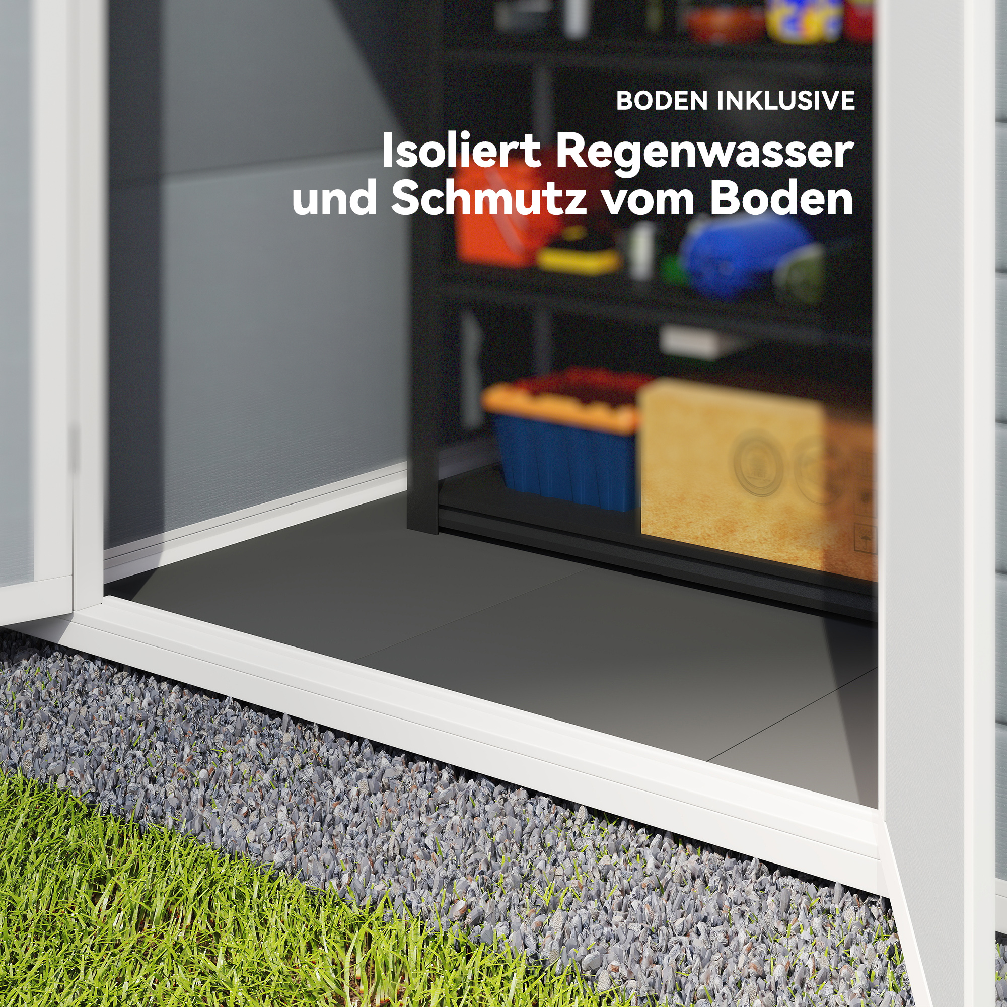 Metall-Gartenschuppen, abschließbar, Doppeltür, Fenster, Aluminiumrahmen, 1,80 x 1,30 x 2,10 m, Grau