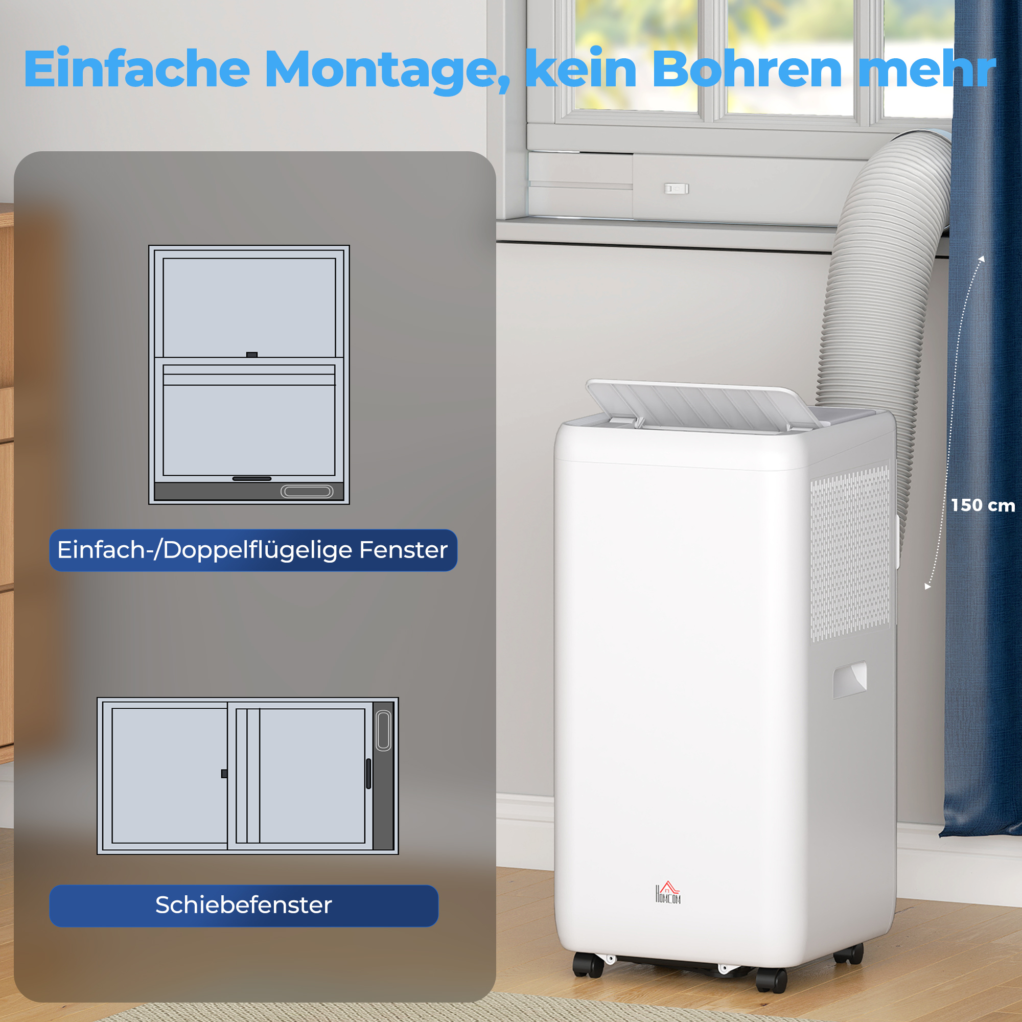 mobiles Klimagerät mit Abluftschlauch 12.000 BTU 3,5 kW, 5-in-1, 24h-Timer, Fernbedienung bis 35㎡