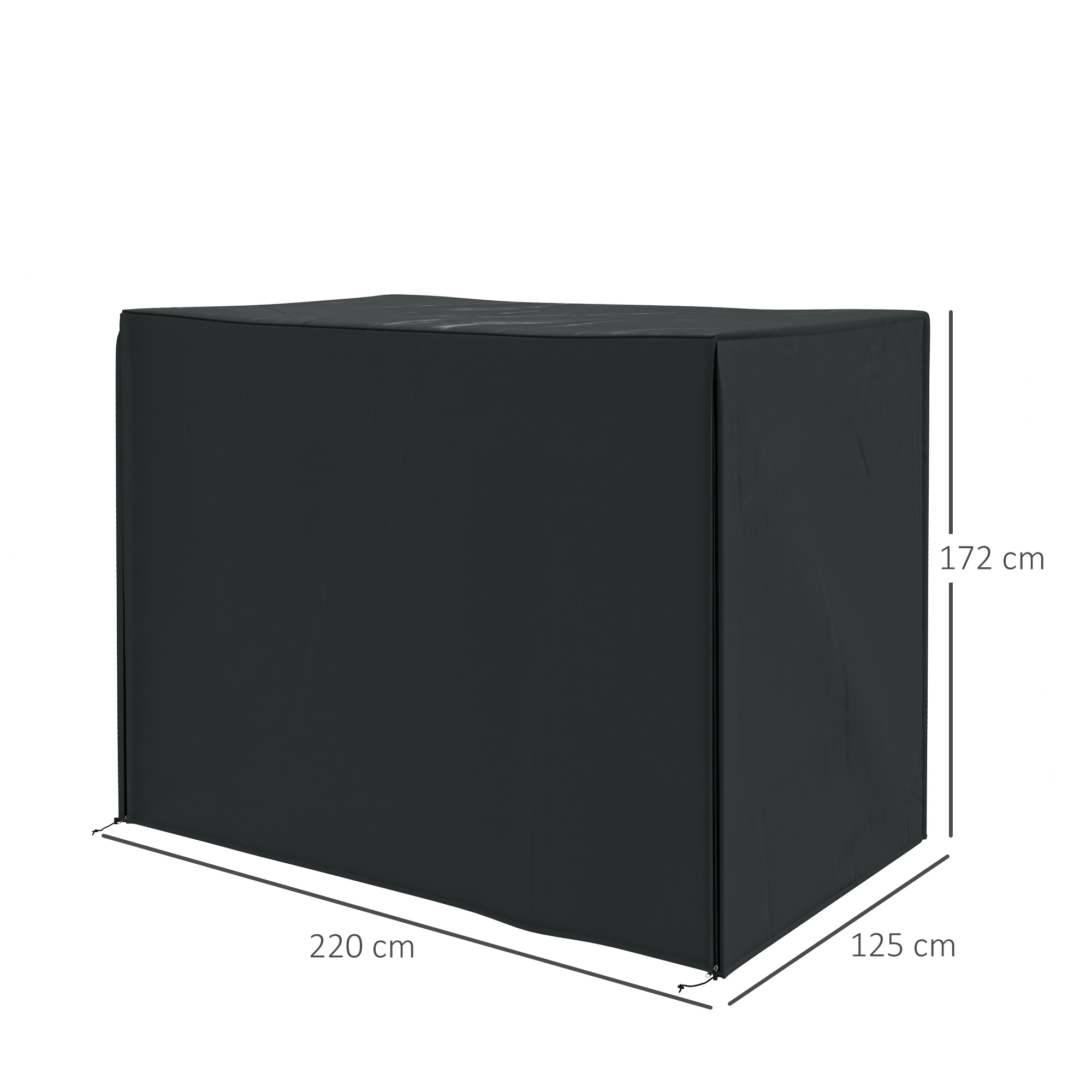 Abdeckung für Hollywoodschaukel, wasserdicht, Polyester, 220x125x172cm, Schwarz