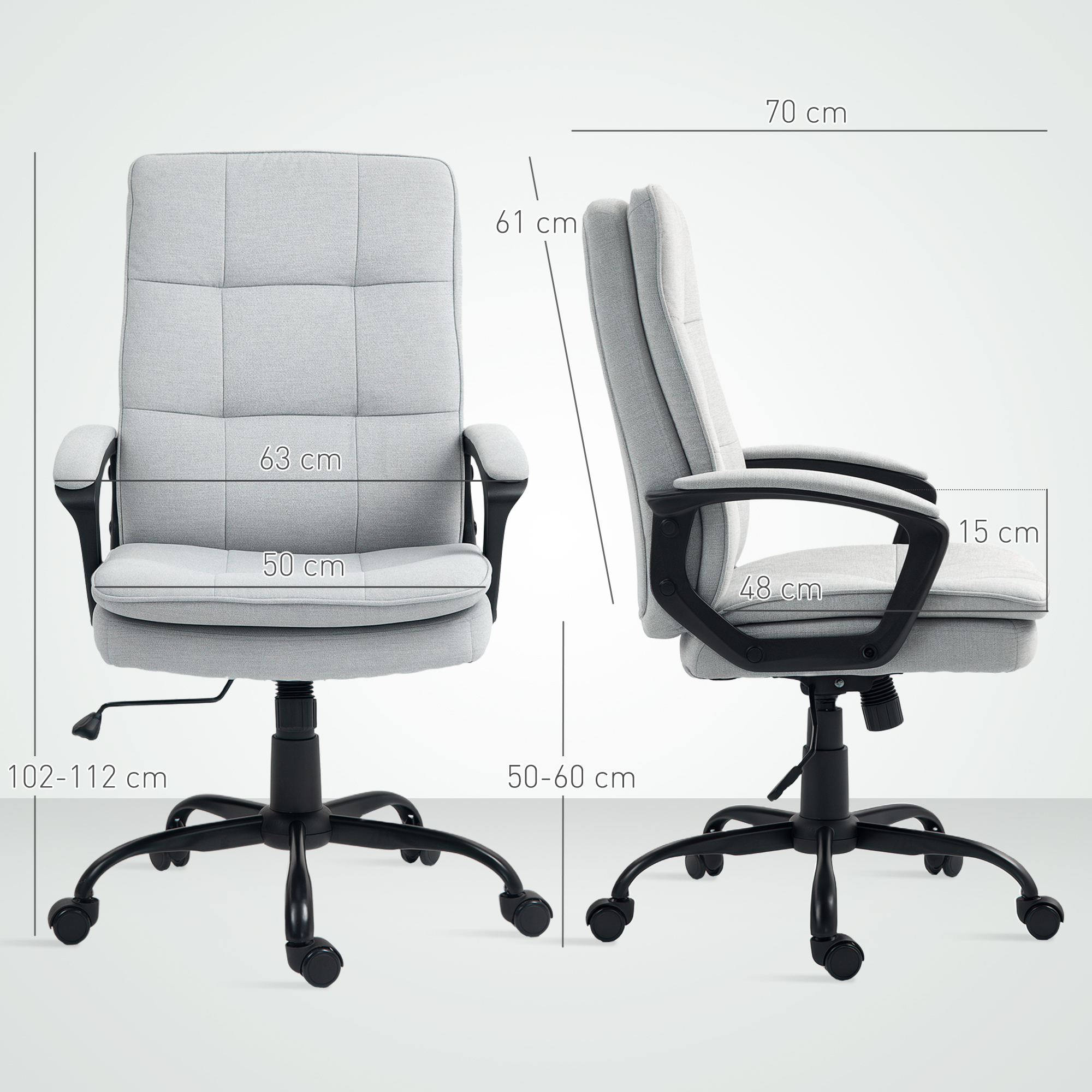 Bürostuhl, Schreibtischstuhl, Kippfunktion, höhenverstellbar, bis 120 kg, Grau