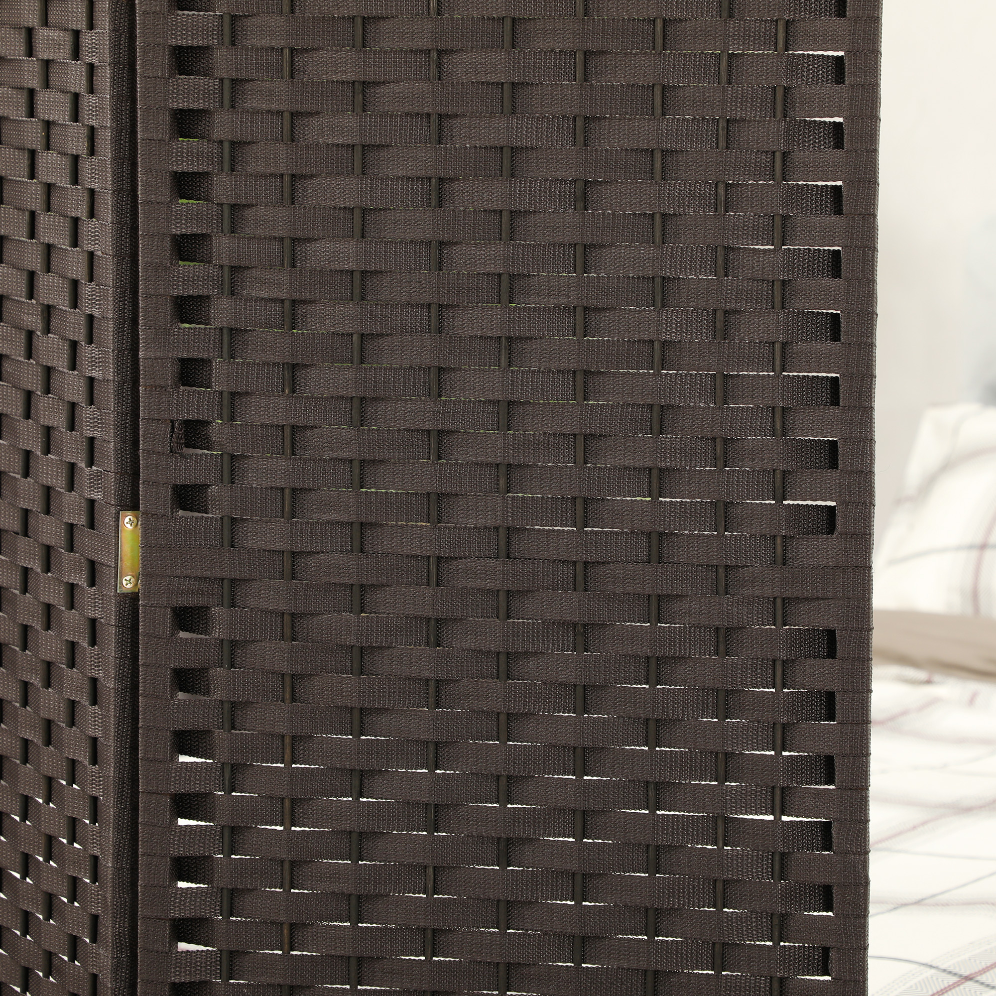 4-teiliger Raumtrenner, Faltbarer Sichtschutz, Sichtschutzwand für Wohnzimmer, Schlafzimmer, Homeoffice, Braun