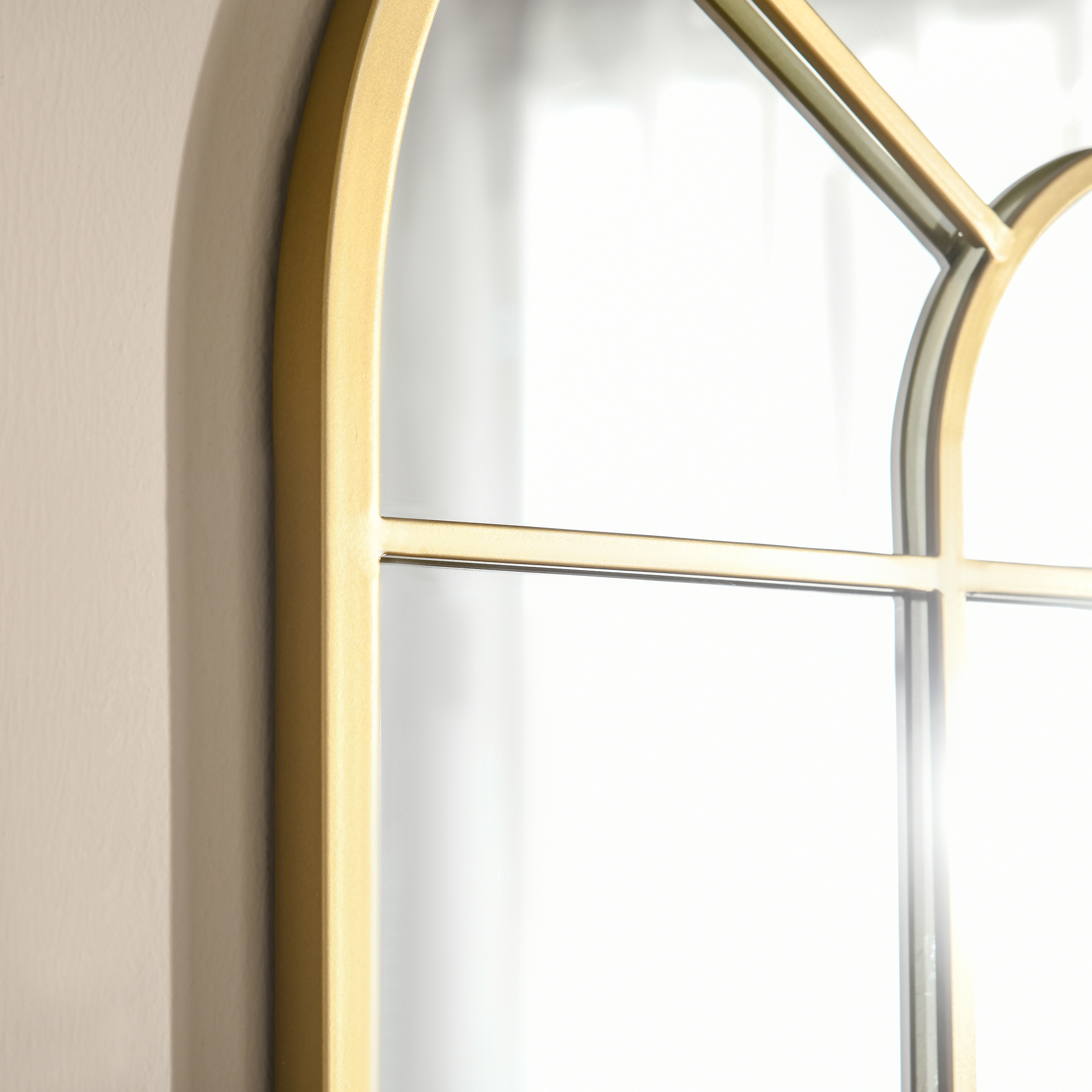 Fensterspiegel mit Metallrahmen, 70 x 2 x 50 cm, goldfarben