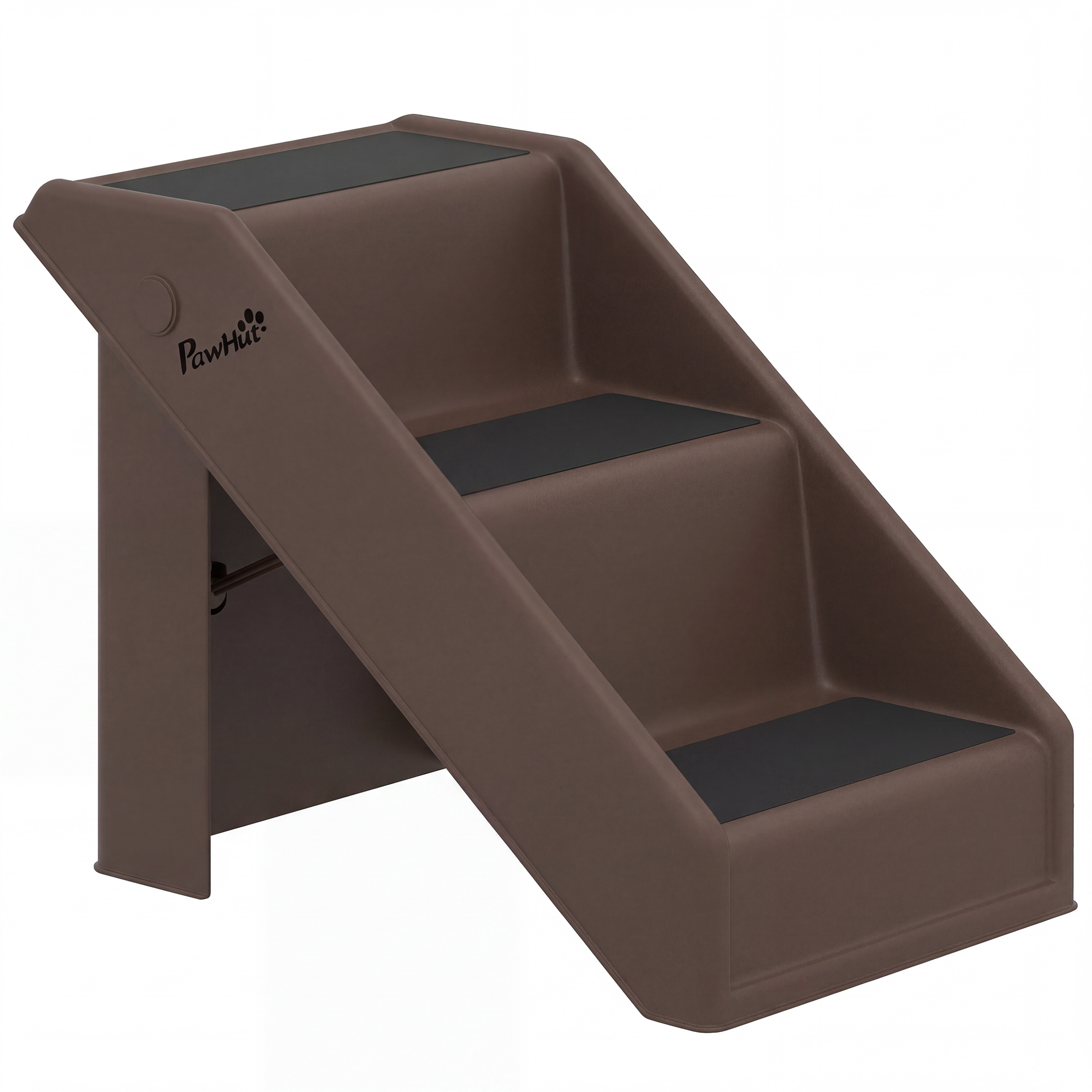 Hundetreppe 3 Stufen 36,5 cm Hoch Haustiertreppe für Kleine Hunde klappbar für Bett, Sofa, Couch Auto Braun