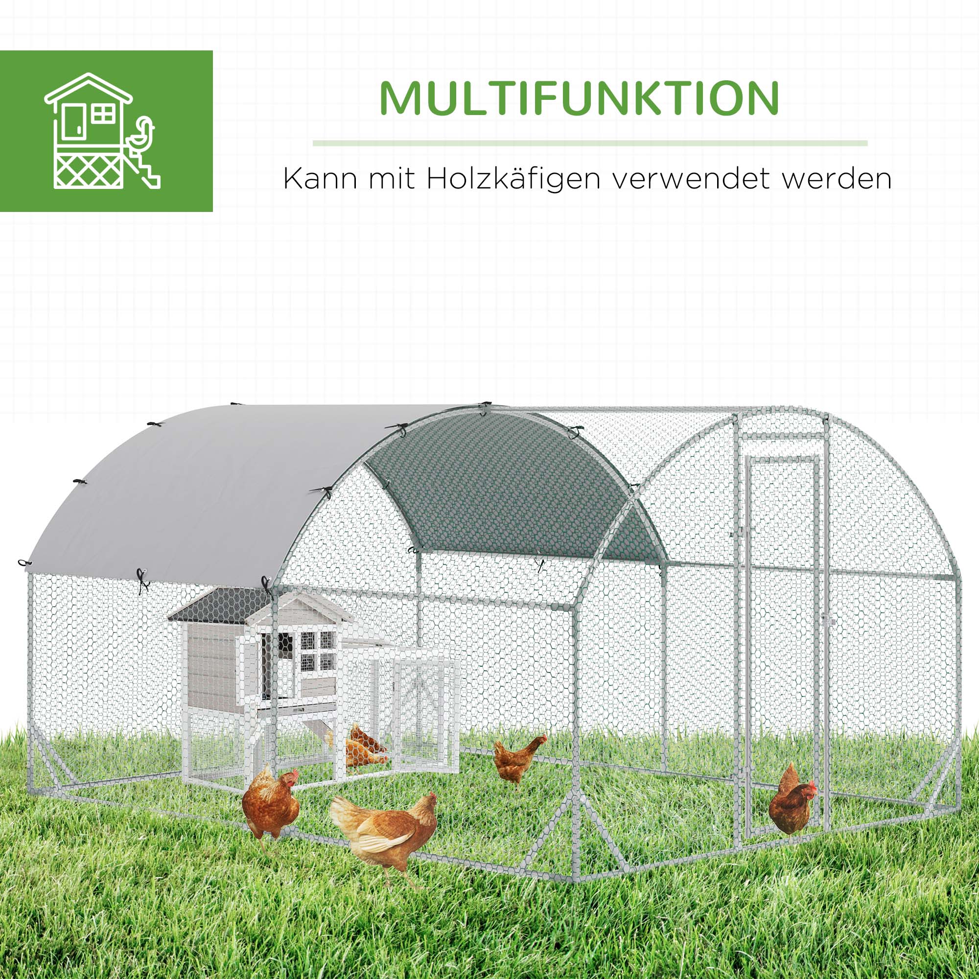 Gehege für Kleintiere, Outdoor-Freilaufgehege für Hühner, Kaninchen, Enten, stabile Konstruktion, Stahl und Oxford-Stoff