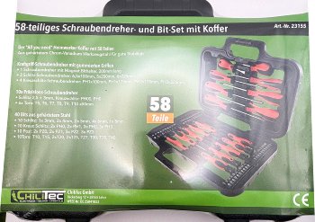 Schraubendreher Set 58-teilig mit Koffer, 18 Schraubendreher, 40 Bits
