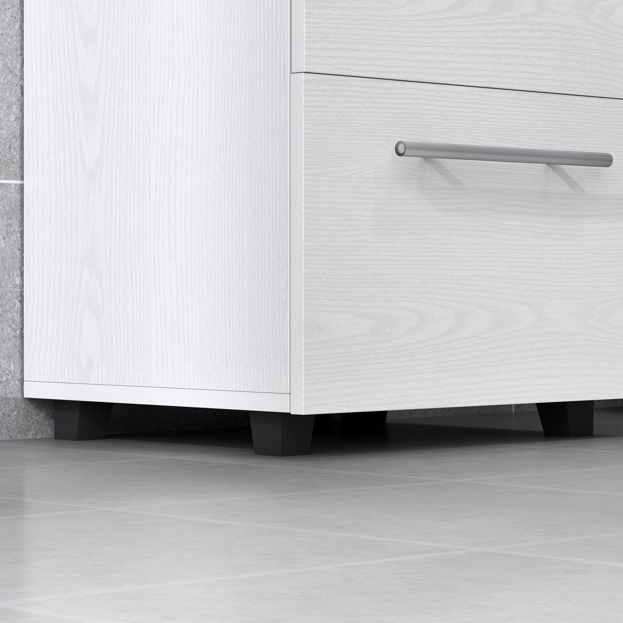 Badezimmerschrank, Waschbecken-Kommode mit Schublade, kompakt, Spanplatte, Weiß