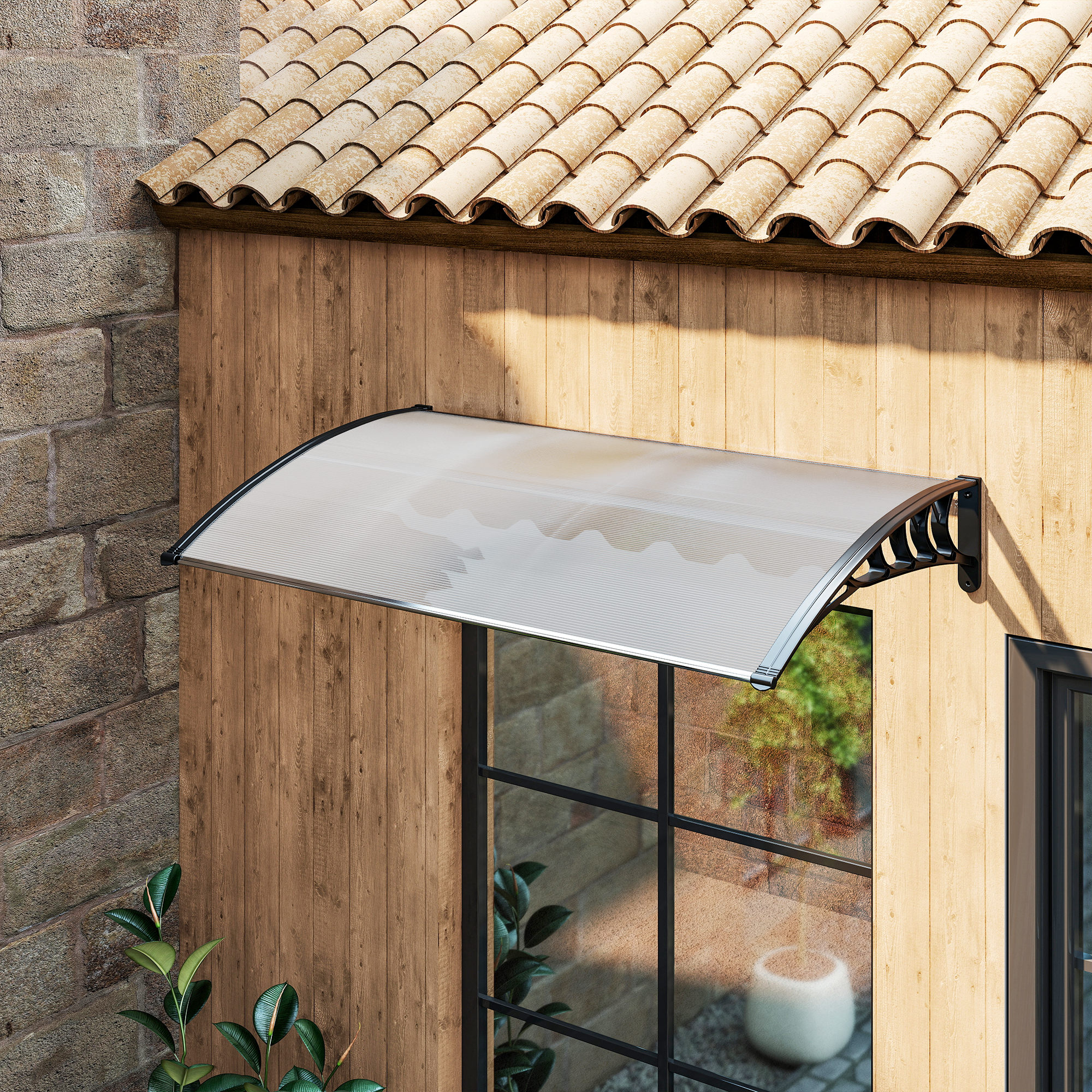 Vordach Schutzdach, UV-Beständig, Wasserbeständig, 90x150x25cm , Weiß