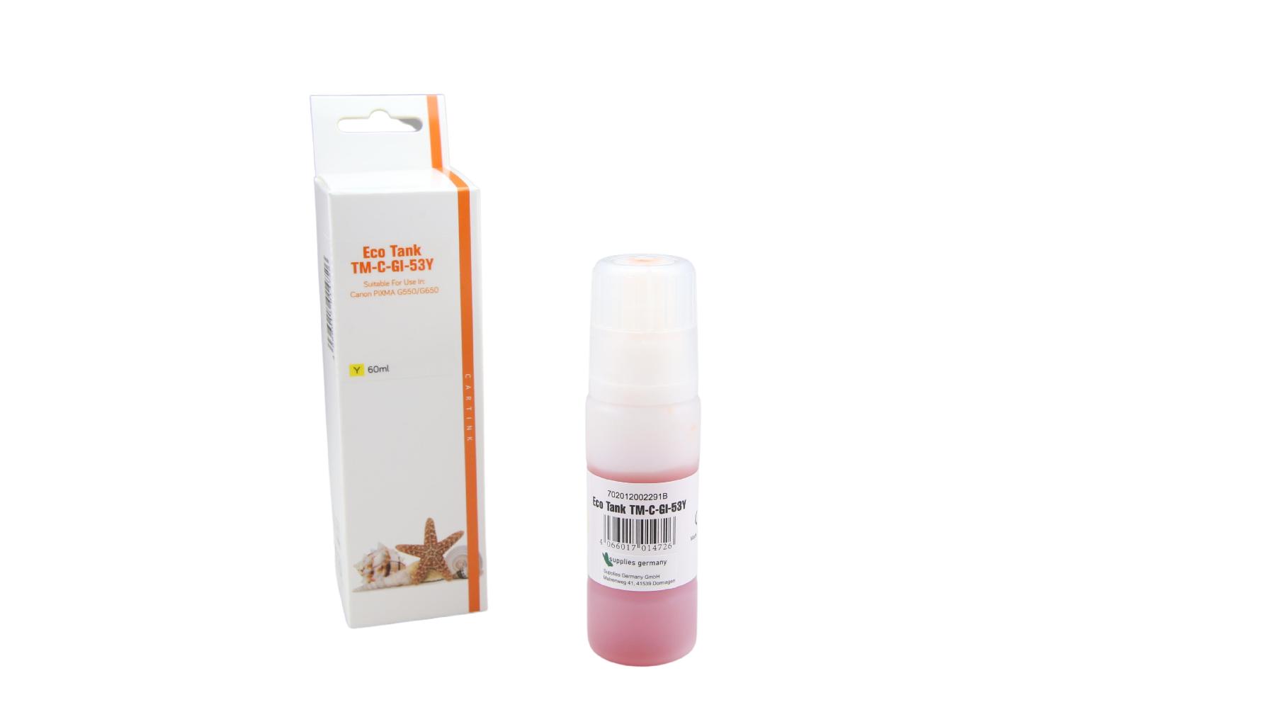 GI53Y Eco Tank Nachfüllflasche gelb für Canon / 4690C001 / 60ml GI53Y Eco Tank Nachfüllflasche gelb für Canon / 4690C001 / 60ml