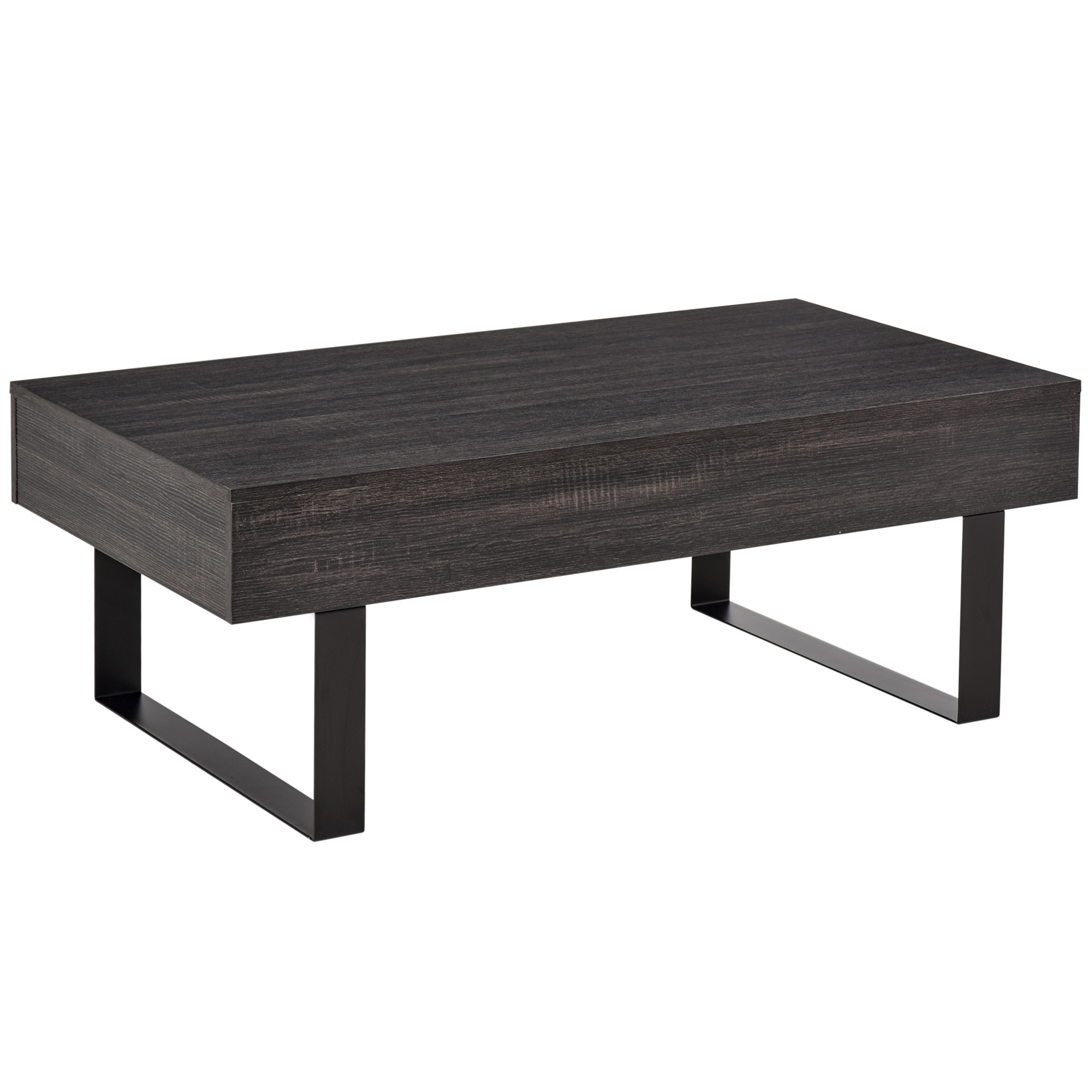 Couchtisch Wohnzimmertisch mit Schublade Modern Sofatisch mit Metallrahmen Beistelltisch Kaffeetisch für Wohnzimmer 110 x 60 x 40 cm, Dunkelgrau