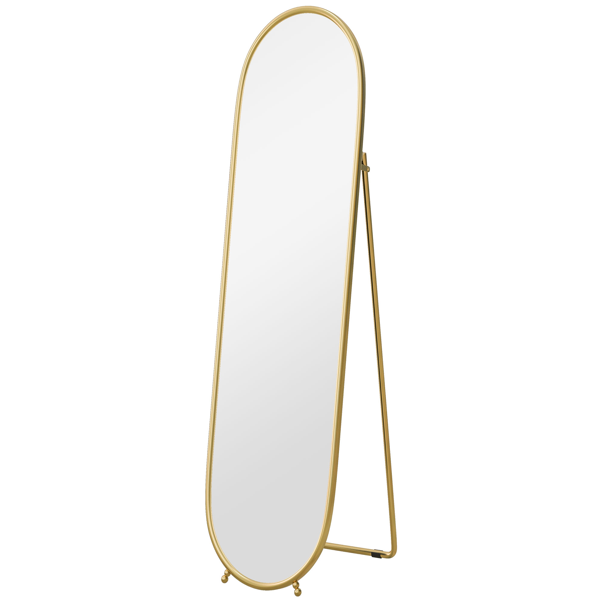 Ganzkörperspiegel, ovale Form, freistehend, Metallrahmen, 40x160cm, Farbe: Gold