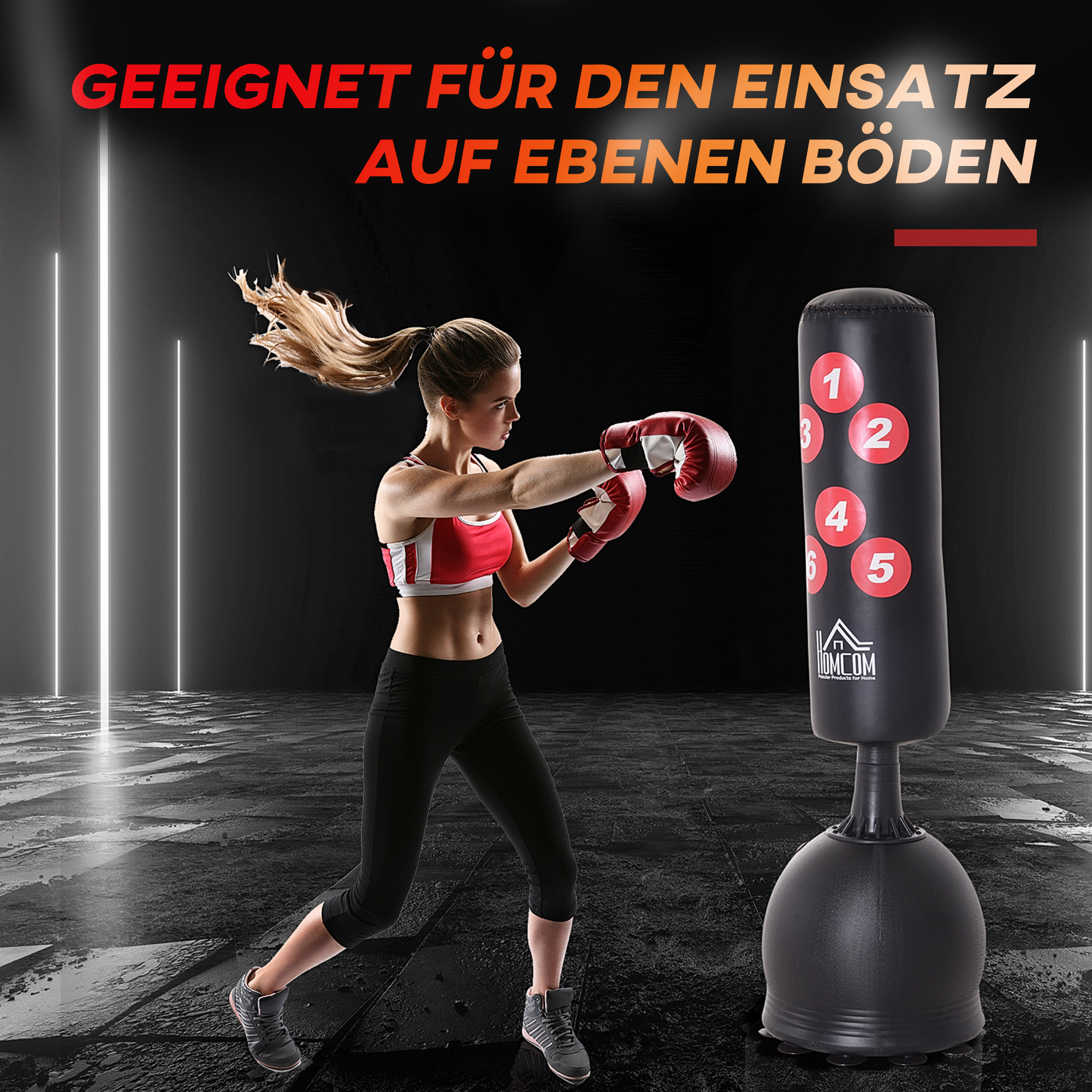 Boxsack Stehend 165cm Erwachsene Freistehender Heavy Duty Standboxsack mit Saugnapf-Basis Boxpartner Boxing Trainer Geeignet für Profis und Anfänger Schwarz