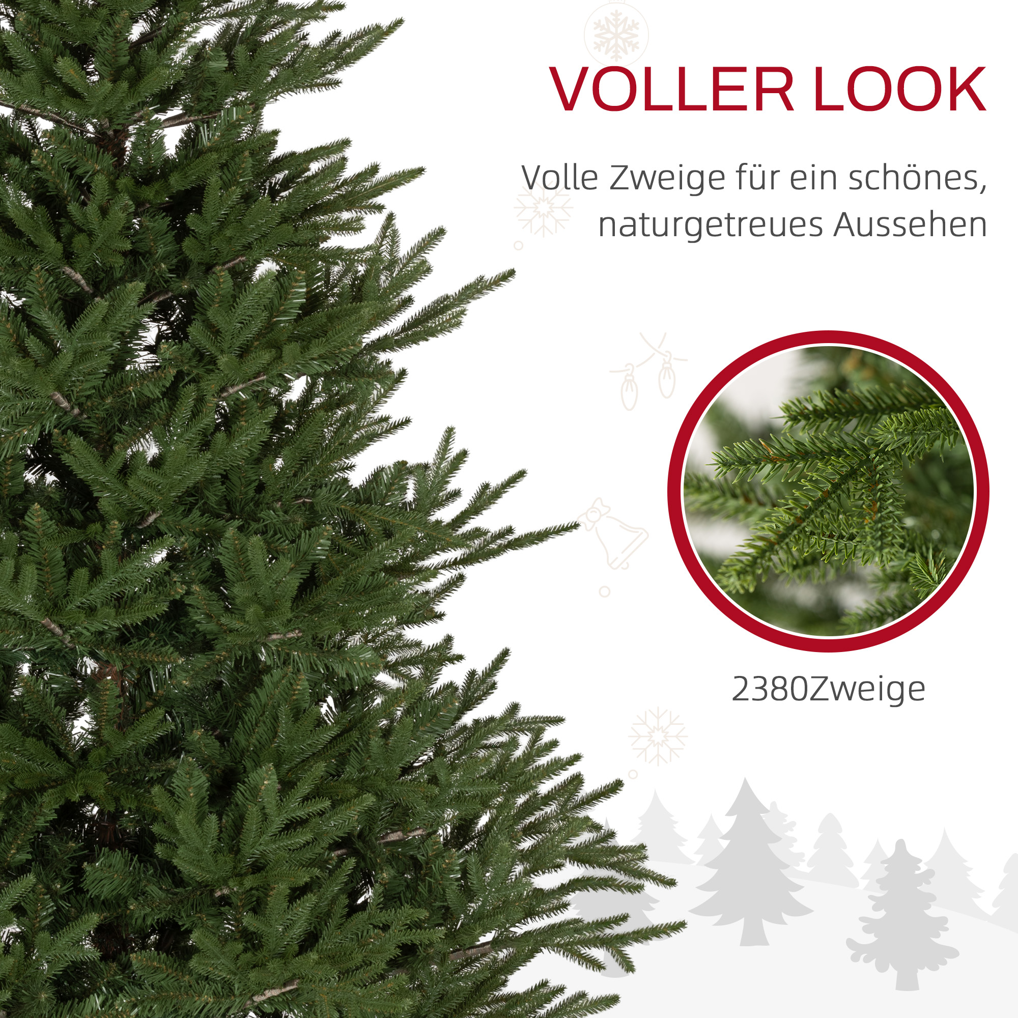 Weihnachtsbaum 183 cm, realistisches Aussehen, Schnellaufbau, inkl. Ständer, feuersicherer Kunststoff