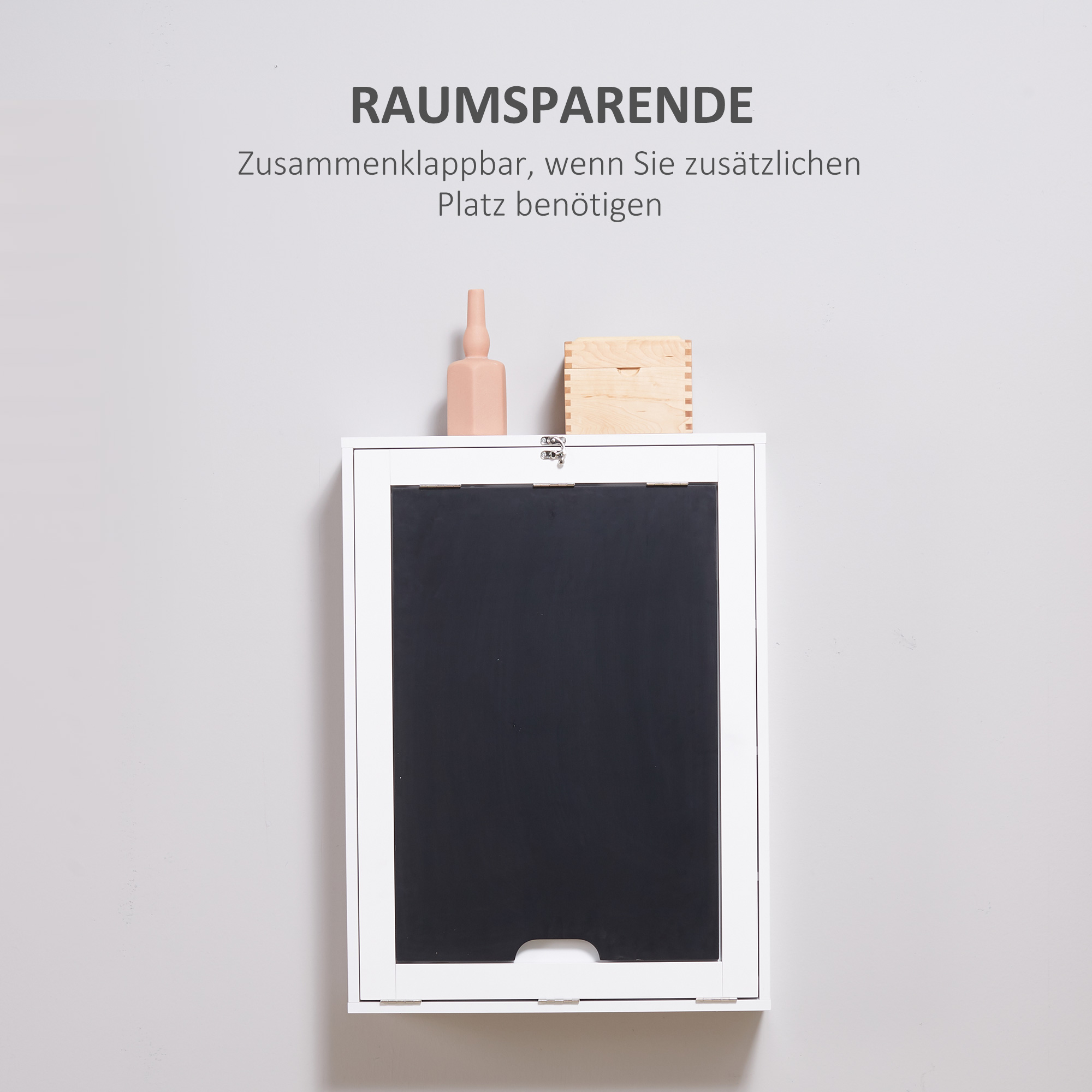 Wandschreibtisch, klappbare Tischplatte, 5 Fächer, 60x94,5x147cm, Schwarz/Weiß