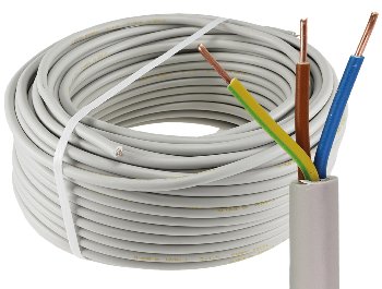 Stromleitung "NYM-J", 50m, isoliert, 3G1,5, grau, Außen-Ø 8,2mm, Ring Stromleitung "NYM-J", 50m, isoliert, 3G2,5, grau, Außen-Ø 8,2mm, Ring