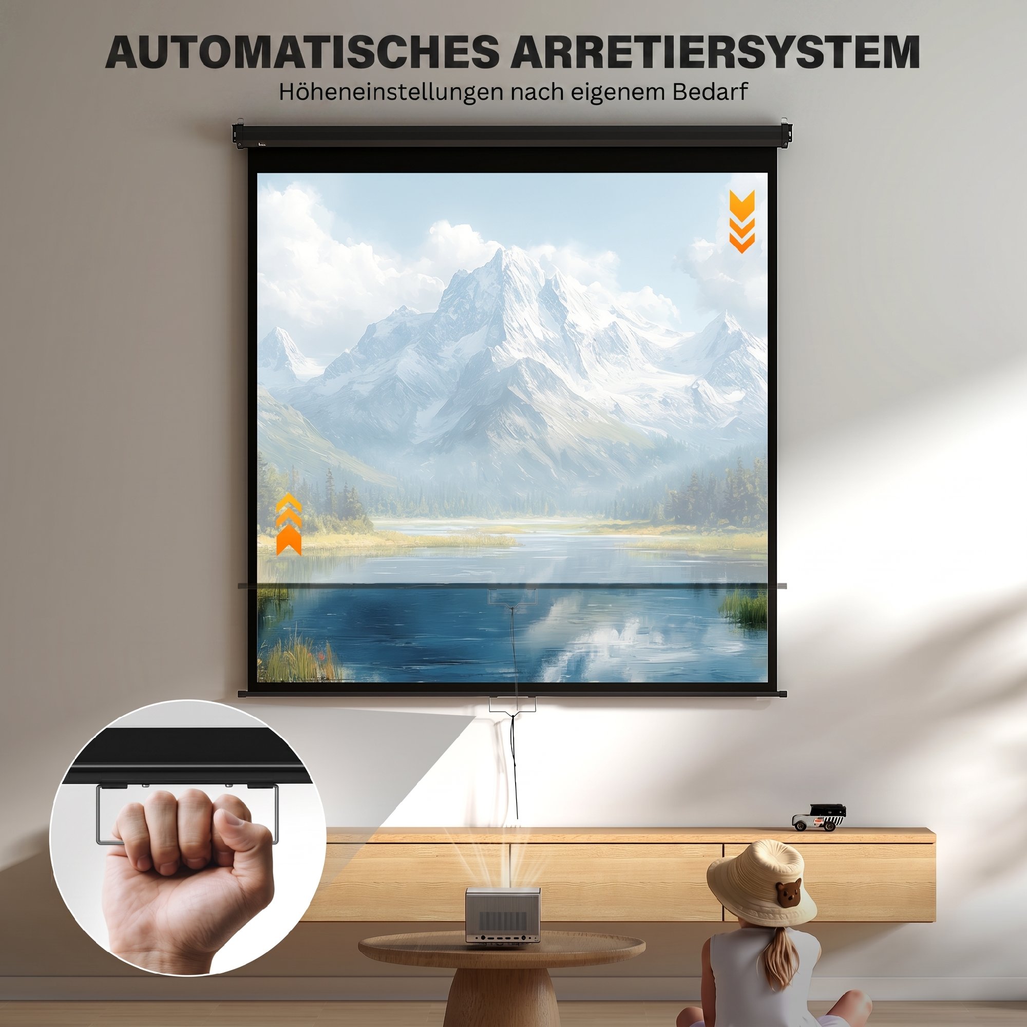 Beamer Leinwand 178 x 178 cm 99 Zoll 1:1 HD 4K Projektionsleinwand für Heimkino Büro-Präsentationen