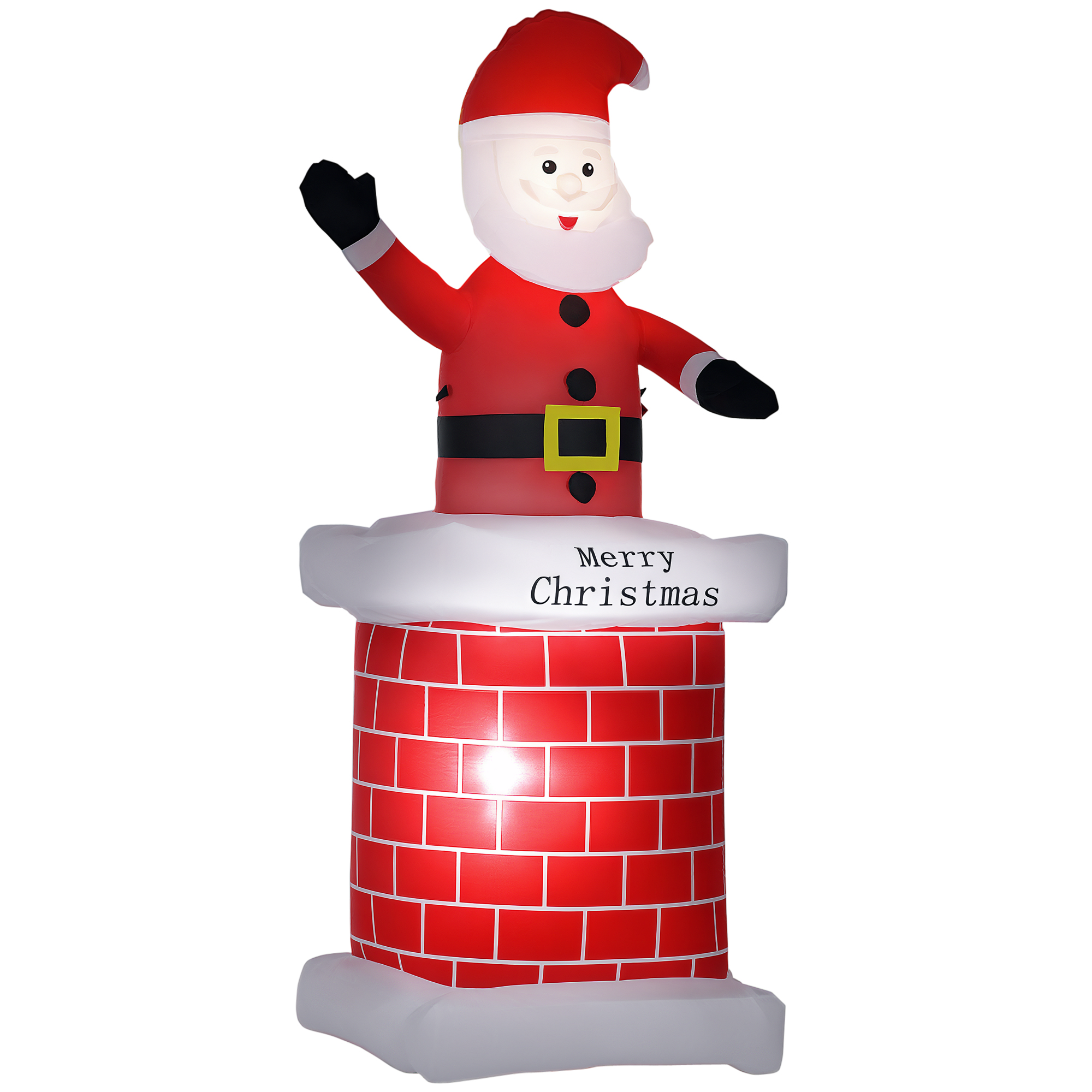 Aufblasbarer Weihnachtsmann mit Schornstein, LED-Beleuchtung, integriertes Gebläse, 80 x 70 x 210 cm