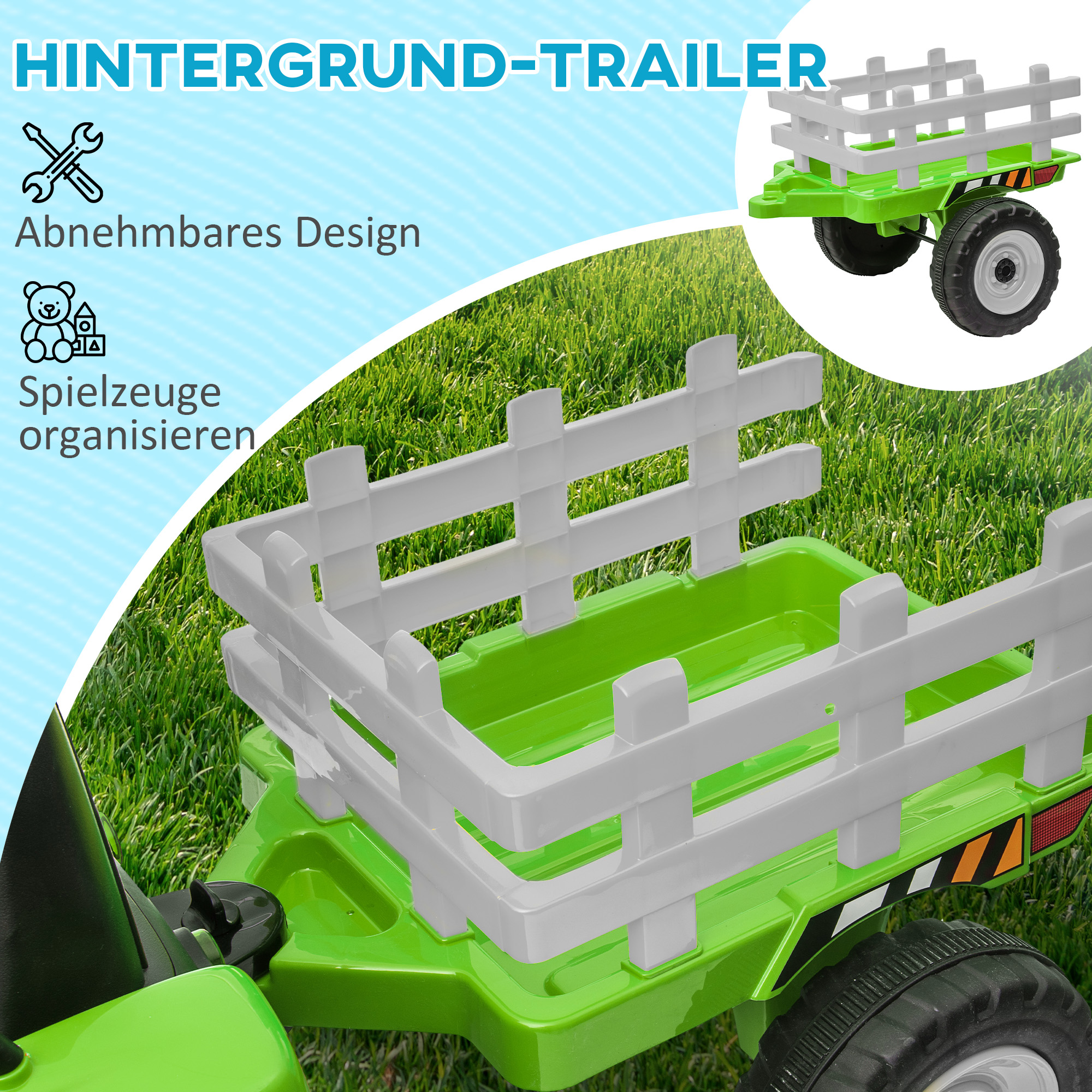 Kinderfahrzeug Kinder-Traktor, grün & schwarz