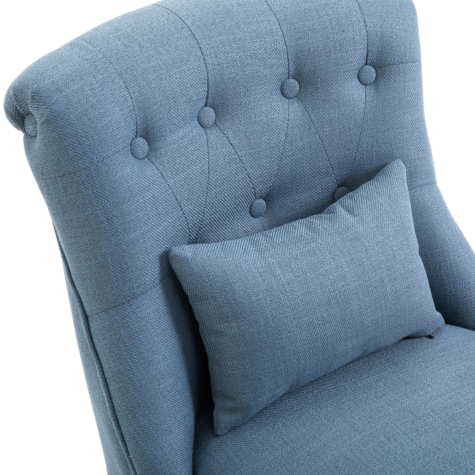 Sessel Wohnzimmer Relaxsessel Loungesessel Ruhesessel mit Rückenkissen, Holzbeine, Lesesessel mit Leinenoptik, Polstersessel für Schlafzimmer, Blau