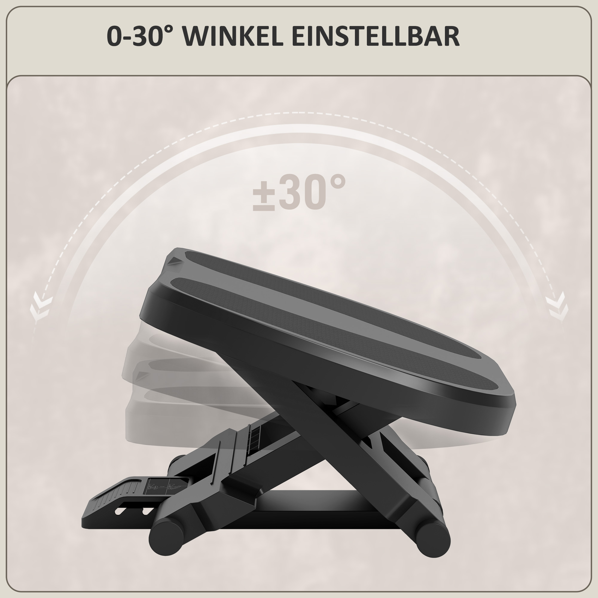 Fußstütze, Fußablage, höhenverstellbar, 0-30° neigbar, Grau