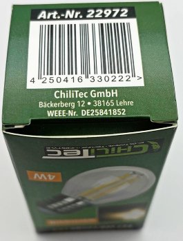 LED Tropfenlampe E27 "Filament T4" / 3000k, 524lm, 230V/4W, warmweiß
