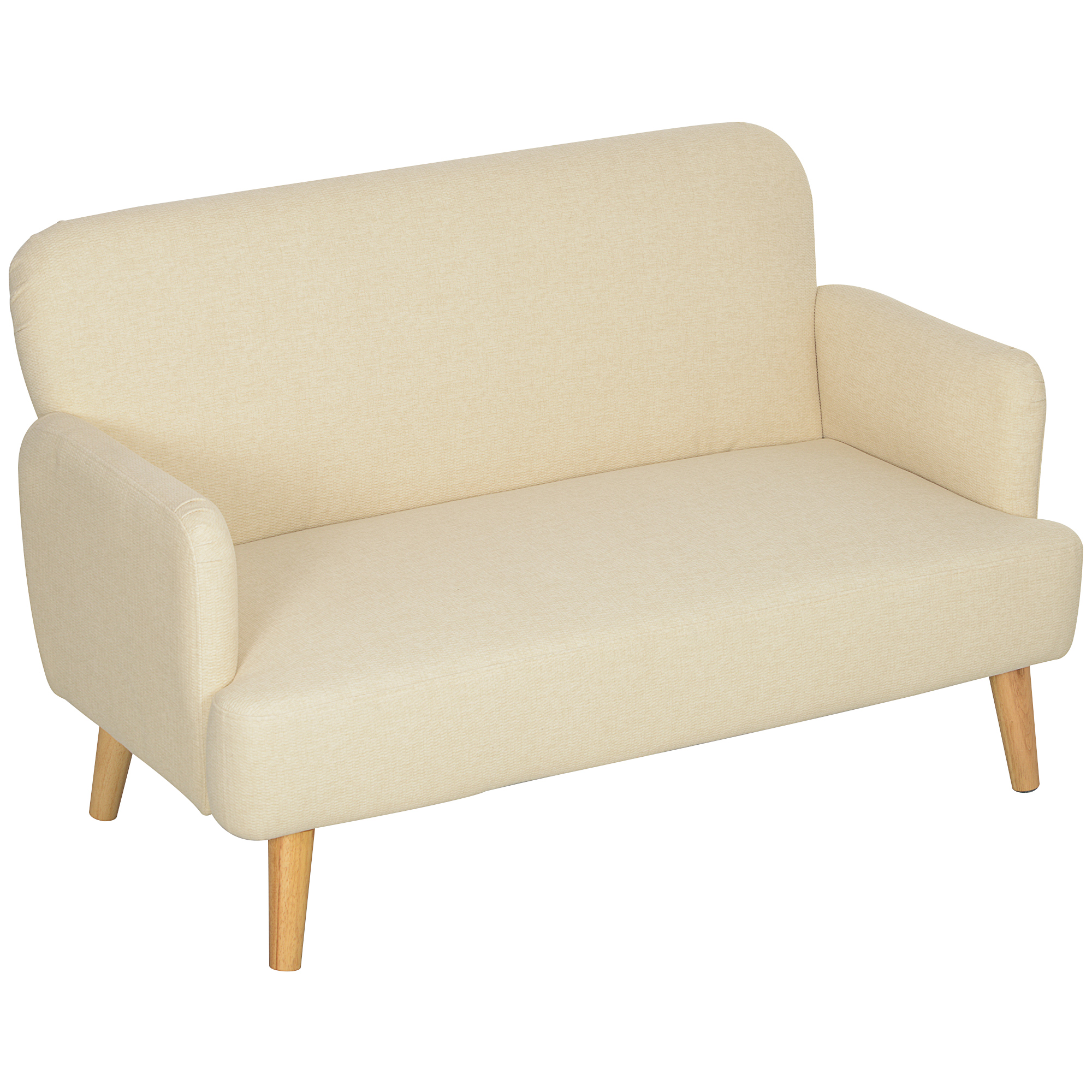 Zweisitzer-Sofa, kompakt, hautfreundlicher Bezug, bis 240 kg, 130x74x79 cm, Cremeweiß