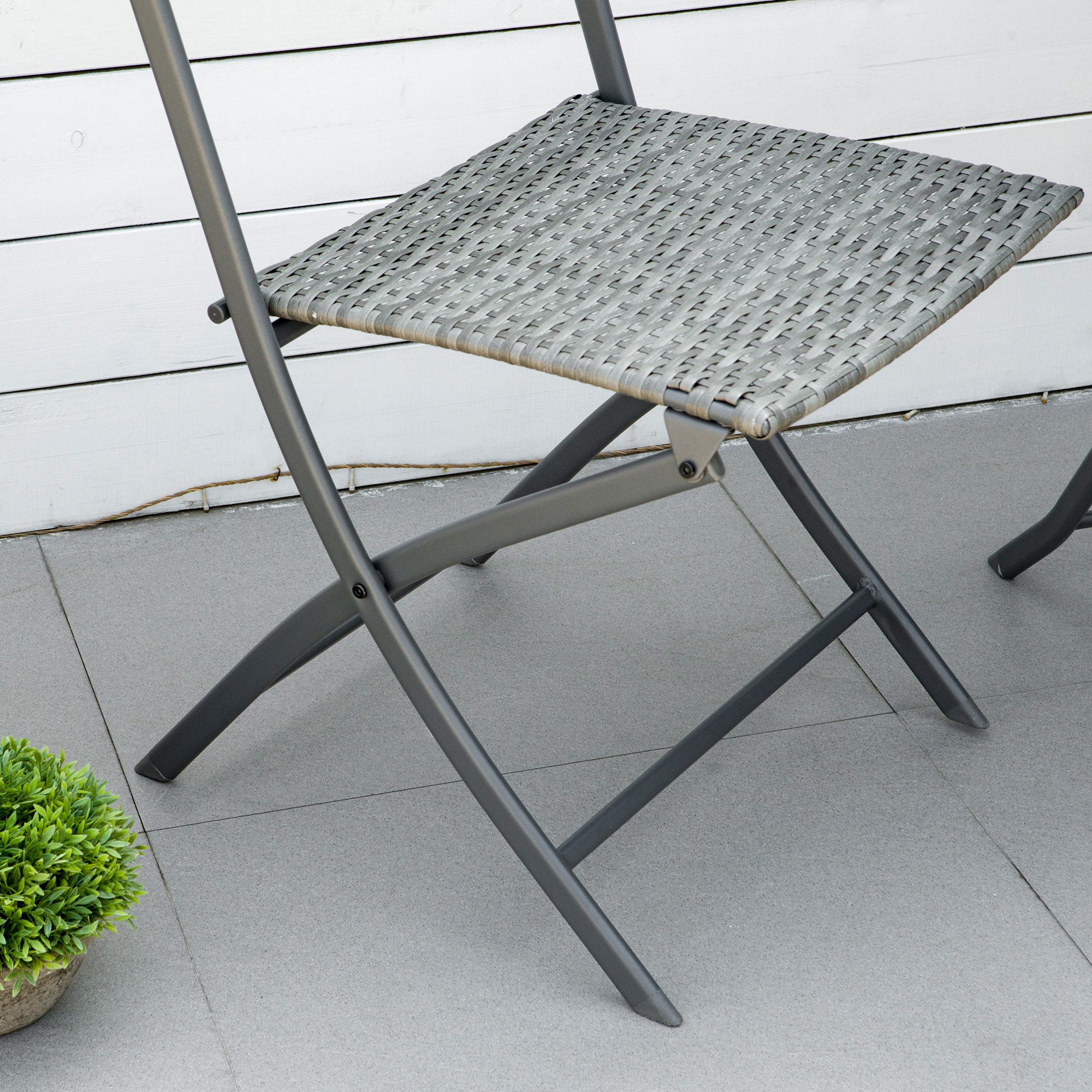 Polyrattan Bistroset für 2 Personen Sitzgruppe Rattan Gartenmöbel Set Garnitur Grau