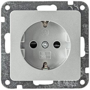 DELPHI Schutzkontakt-Steckdose, silber / 250V~/ 16A, Steckanschluss, ohne Rahmen